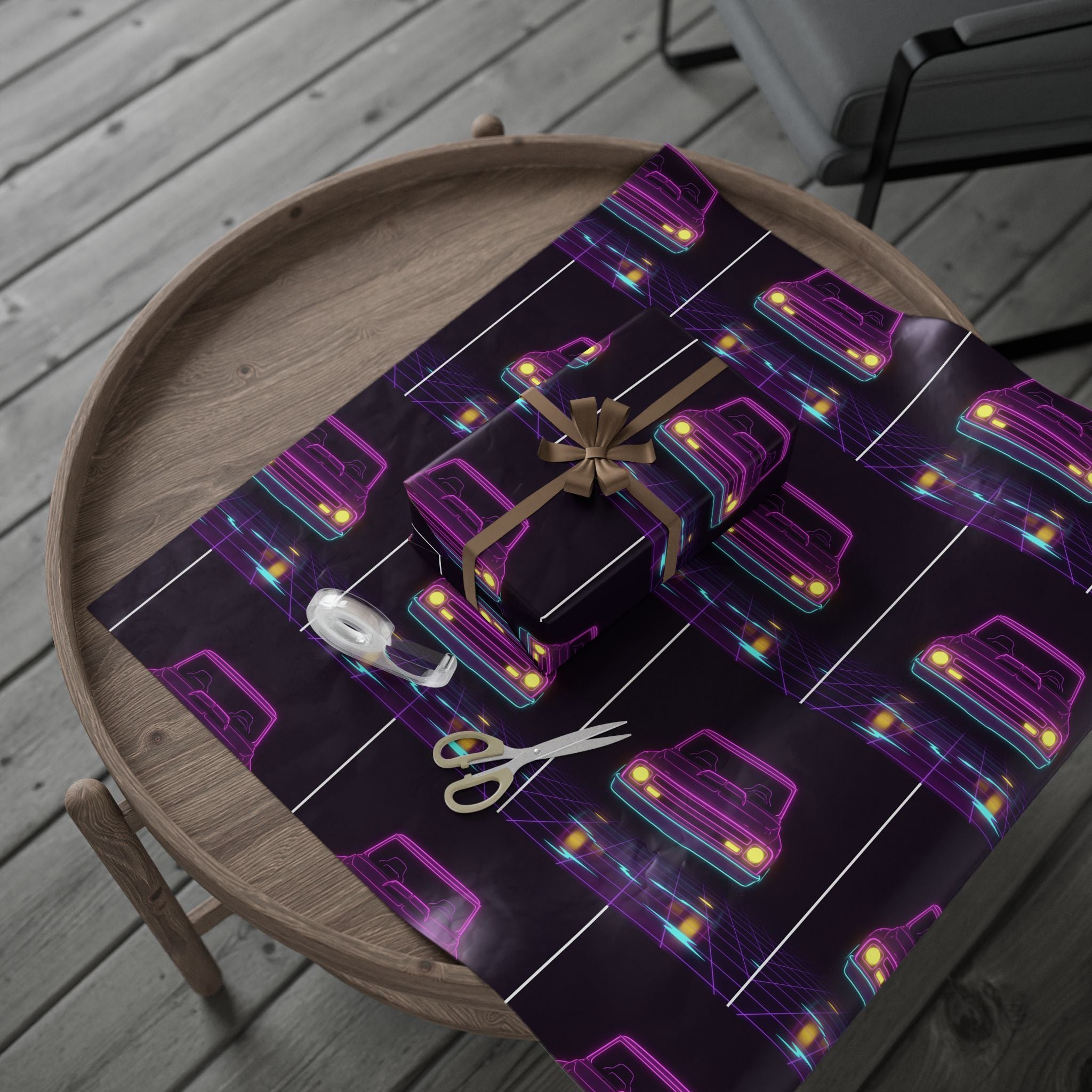 Chevy C10 Pickup (1967-72) Neon Synthwave Gift Wrapping Paper