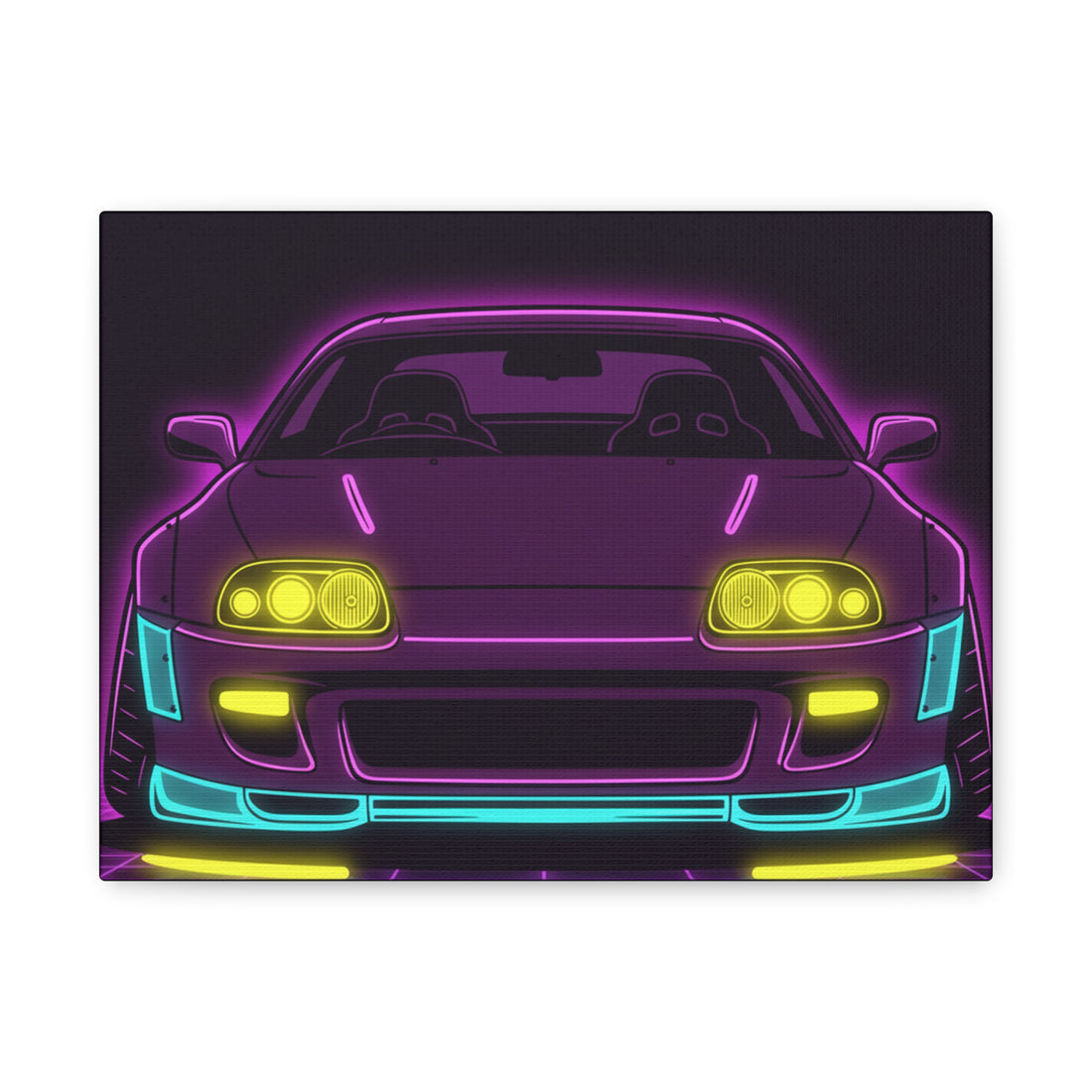 Toyota Supra MK4 Neon Synthwave Canvas Wall Art