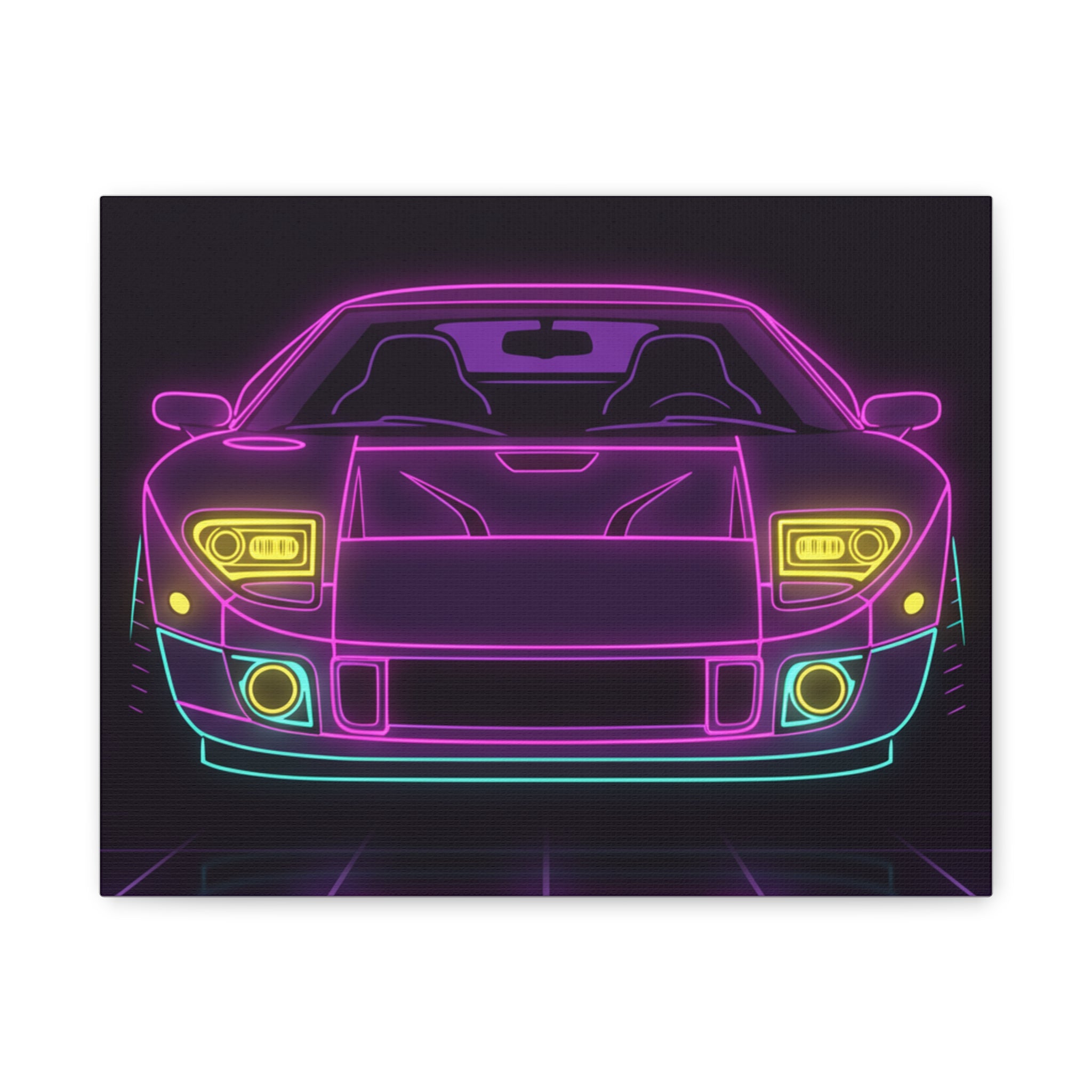 Ford GT40 (1964-69) Neon Synthwave Canvas Wall Art