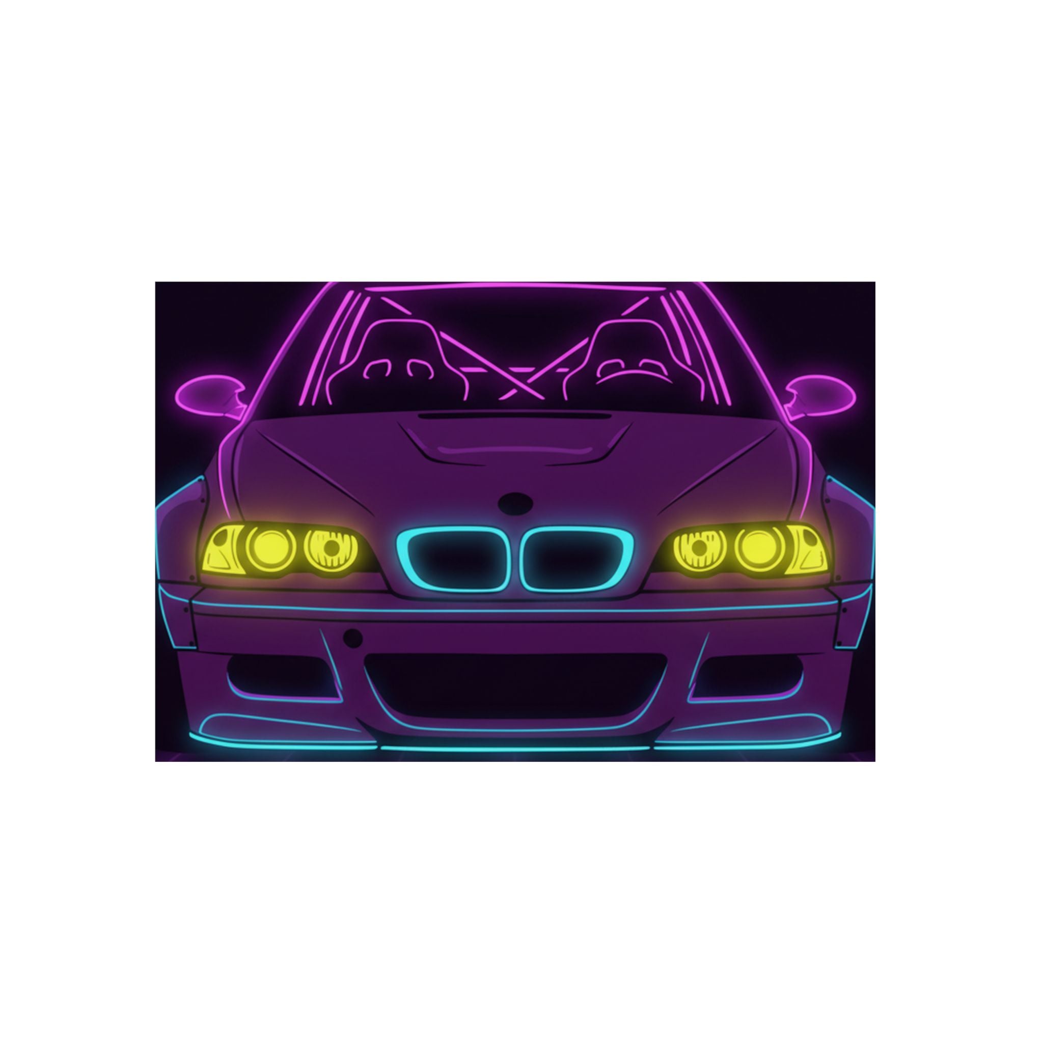 BMW E46 M3 (2000-06) Neon Synthwave Metal Wall Sign