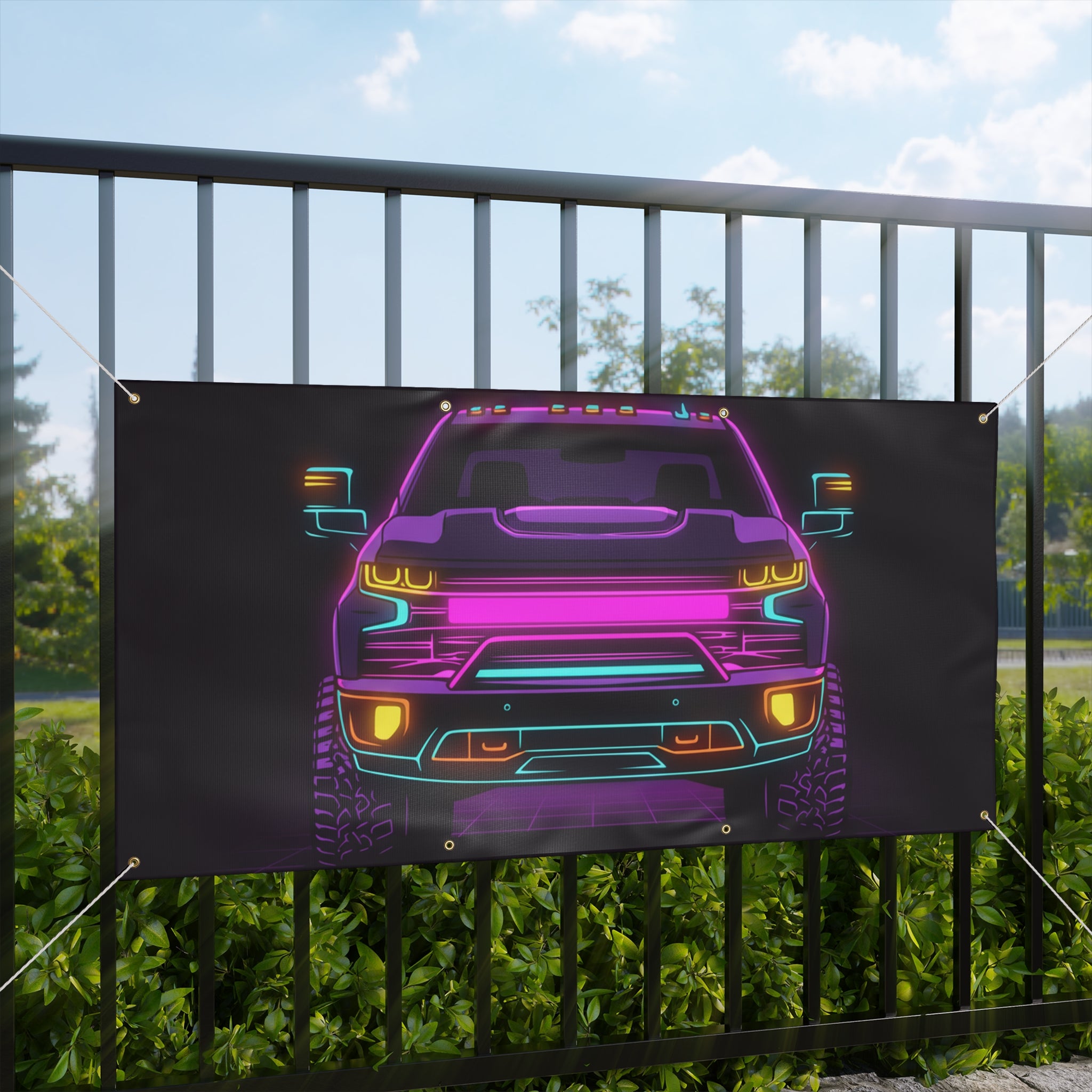 Chevy Silverado Trail Boss (2019+) Neon Synthwave Banner