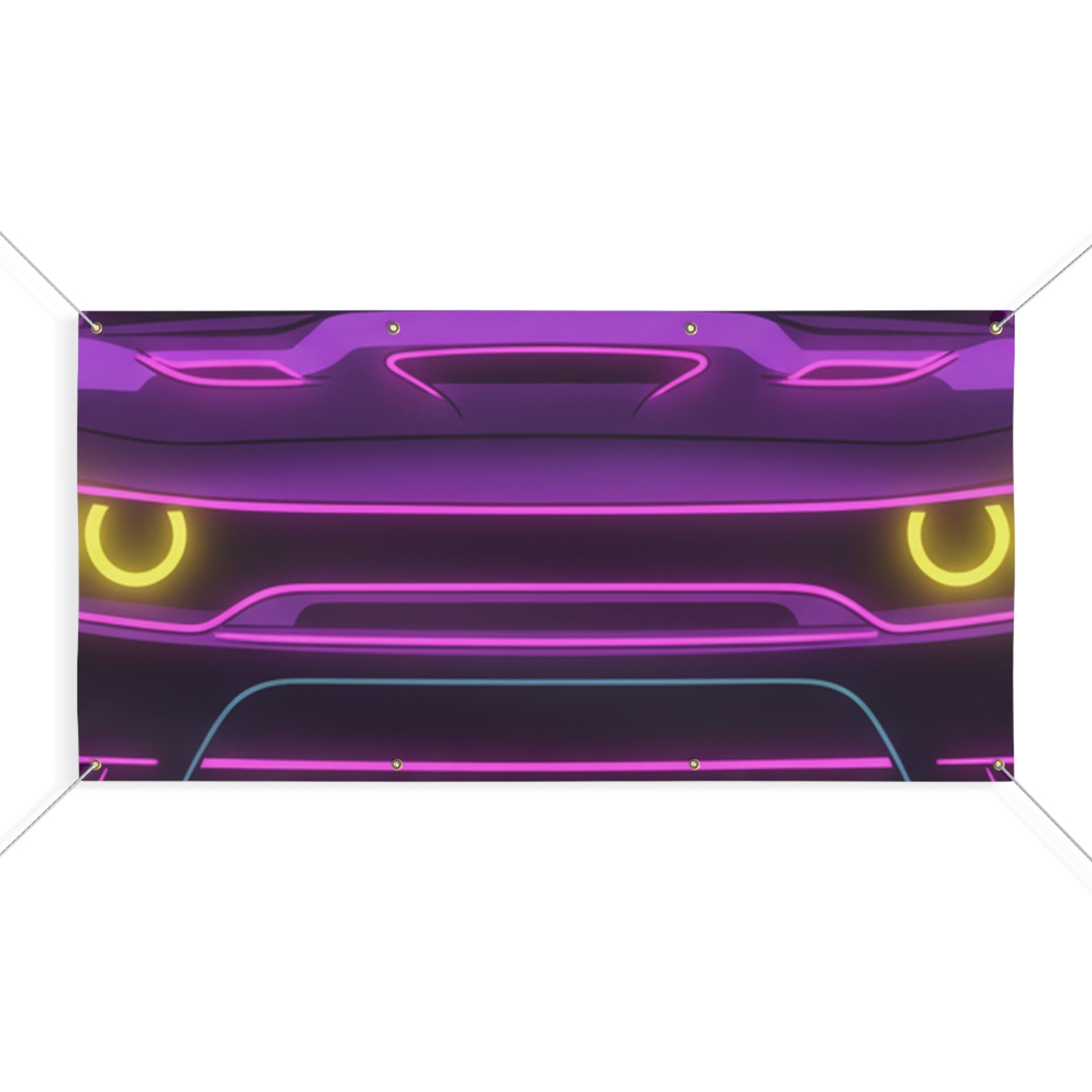 Dodge Challenger SRT Hellcat Neon Synthwave Banner