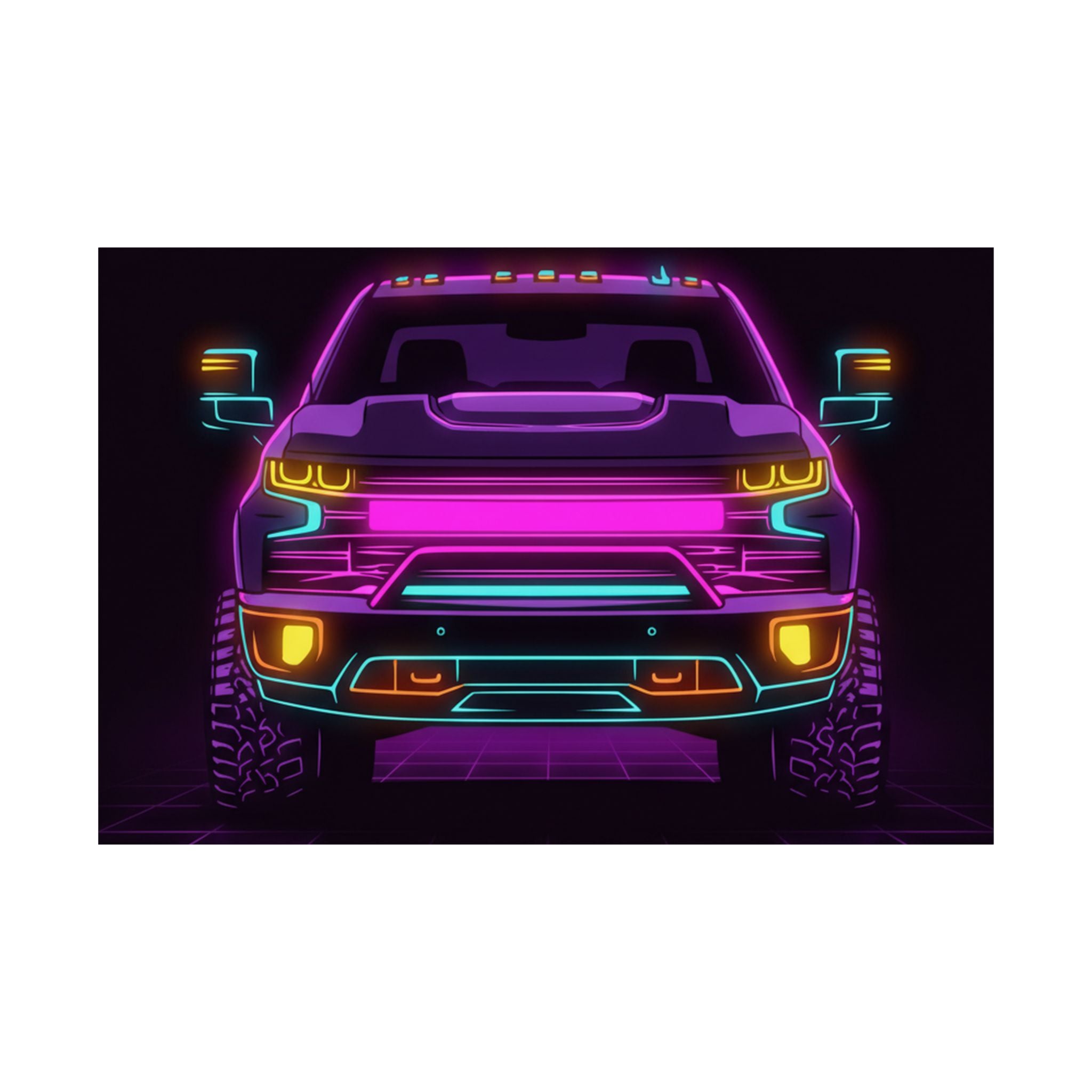 Chevy Silverado Trail Boss (2019+) Neon Synthwave Poster