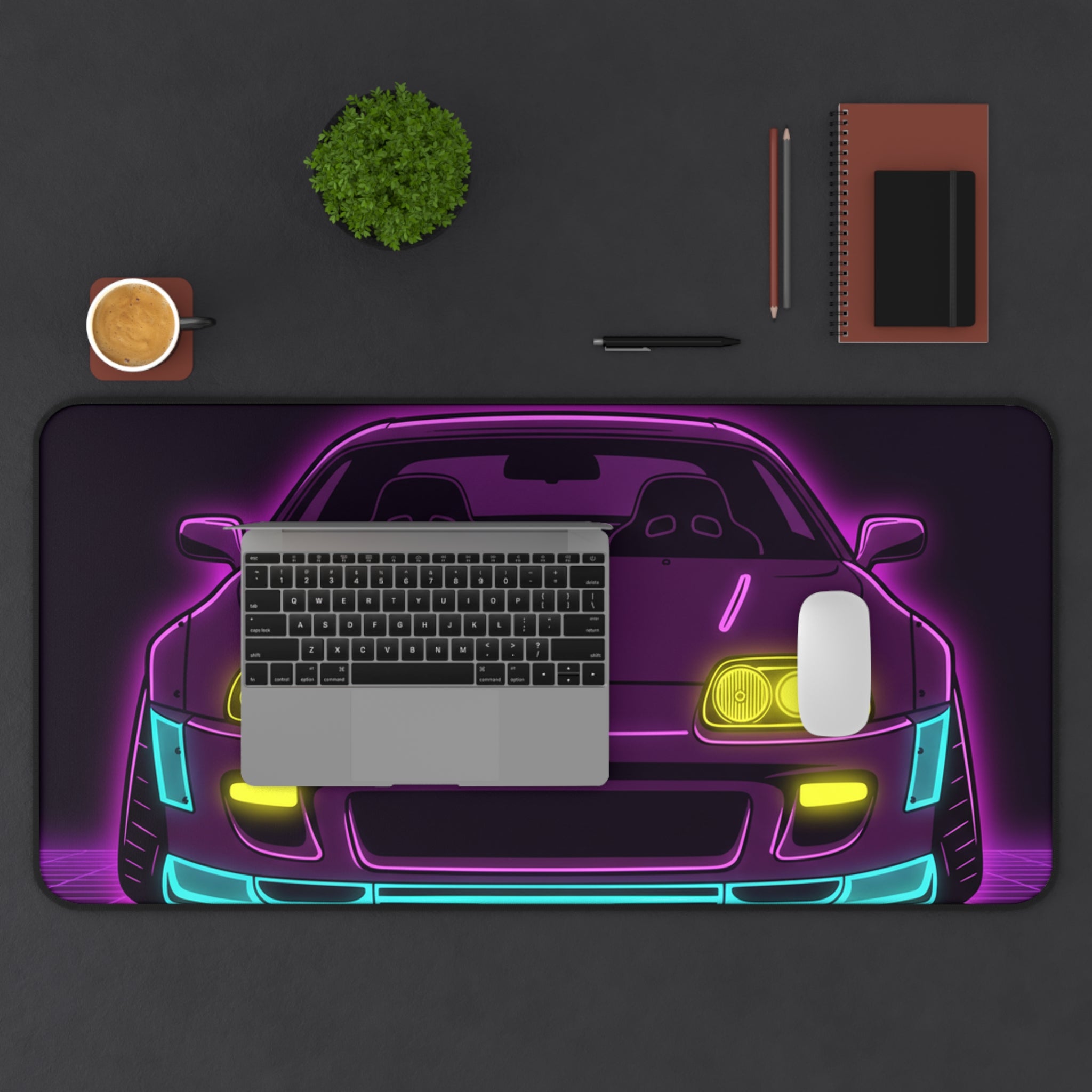 Toyota Supra MK4 Neon Synthwave Desk Mat