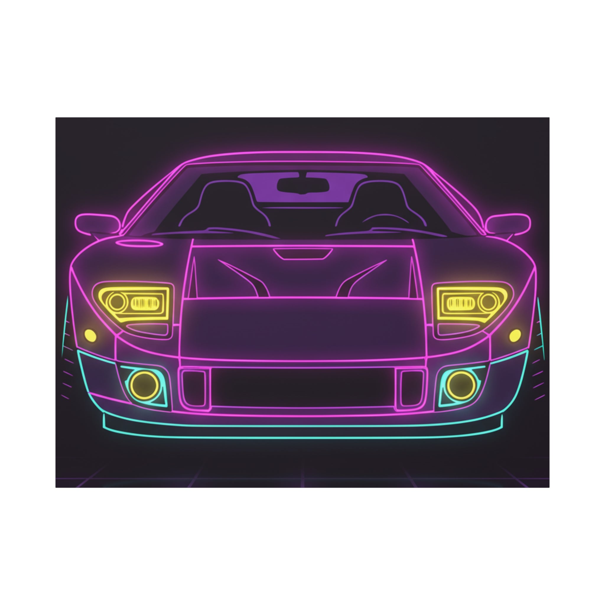 Ford GT40 (1964-69) Neon Synthwave Canvas Wall Art