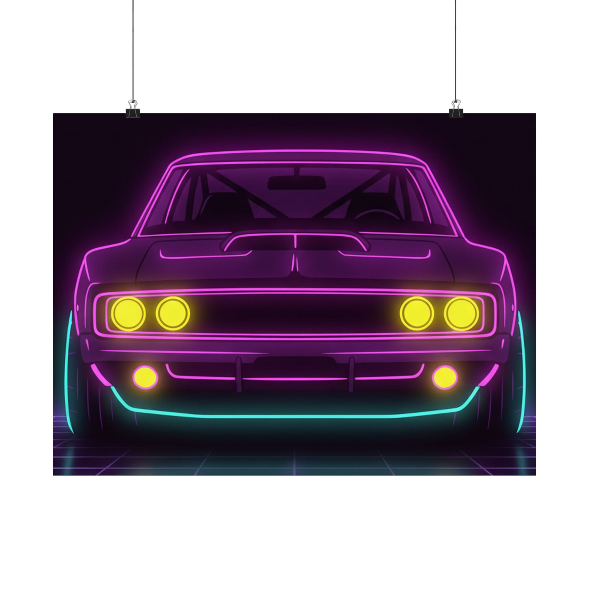 Dodge Charger R/T (1968-70) Neon Synthwave Poster