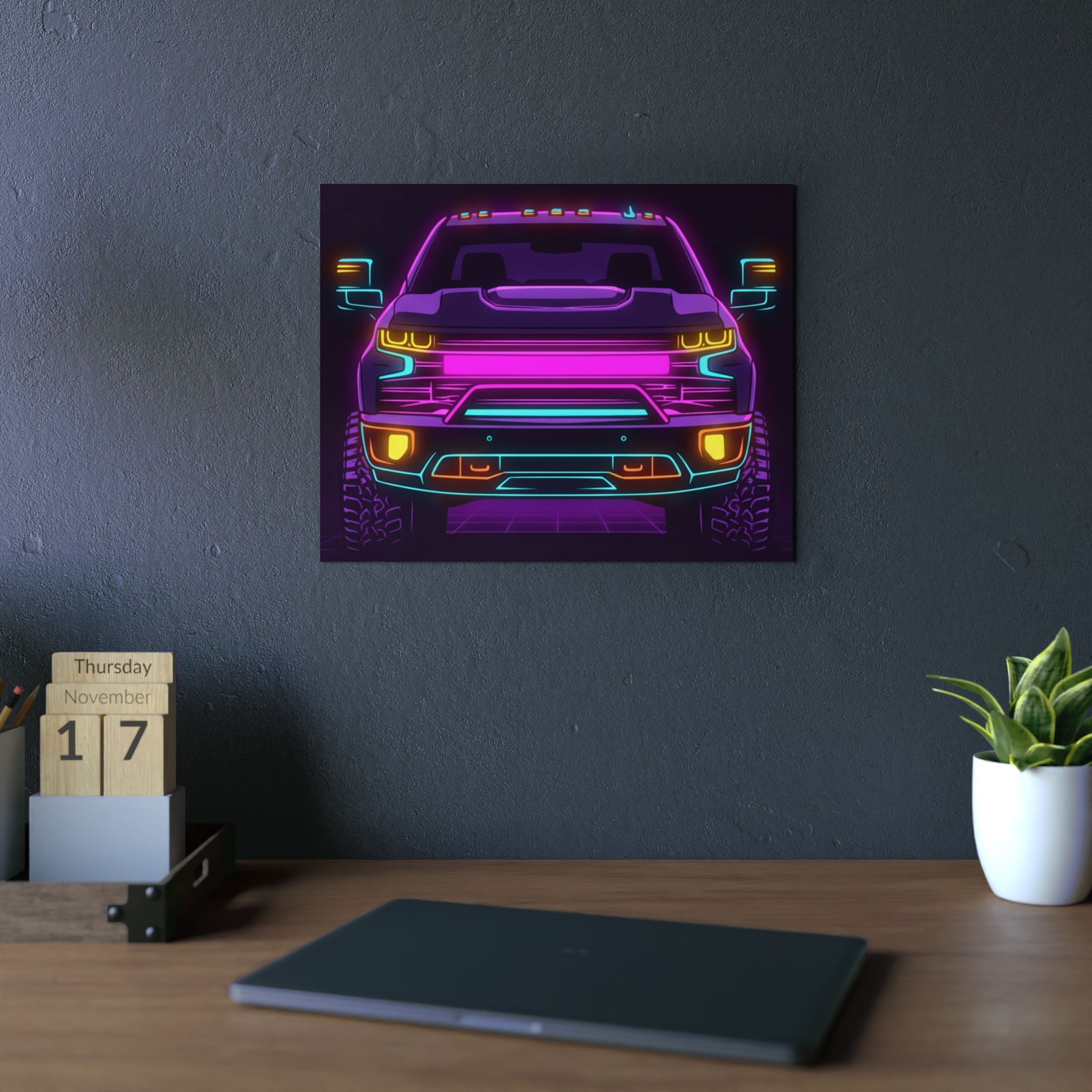 Chevy Silverado Trail Boss (2019+) Neon Synthwave Metal Wall Sign