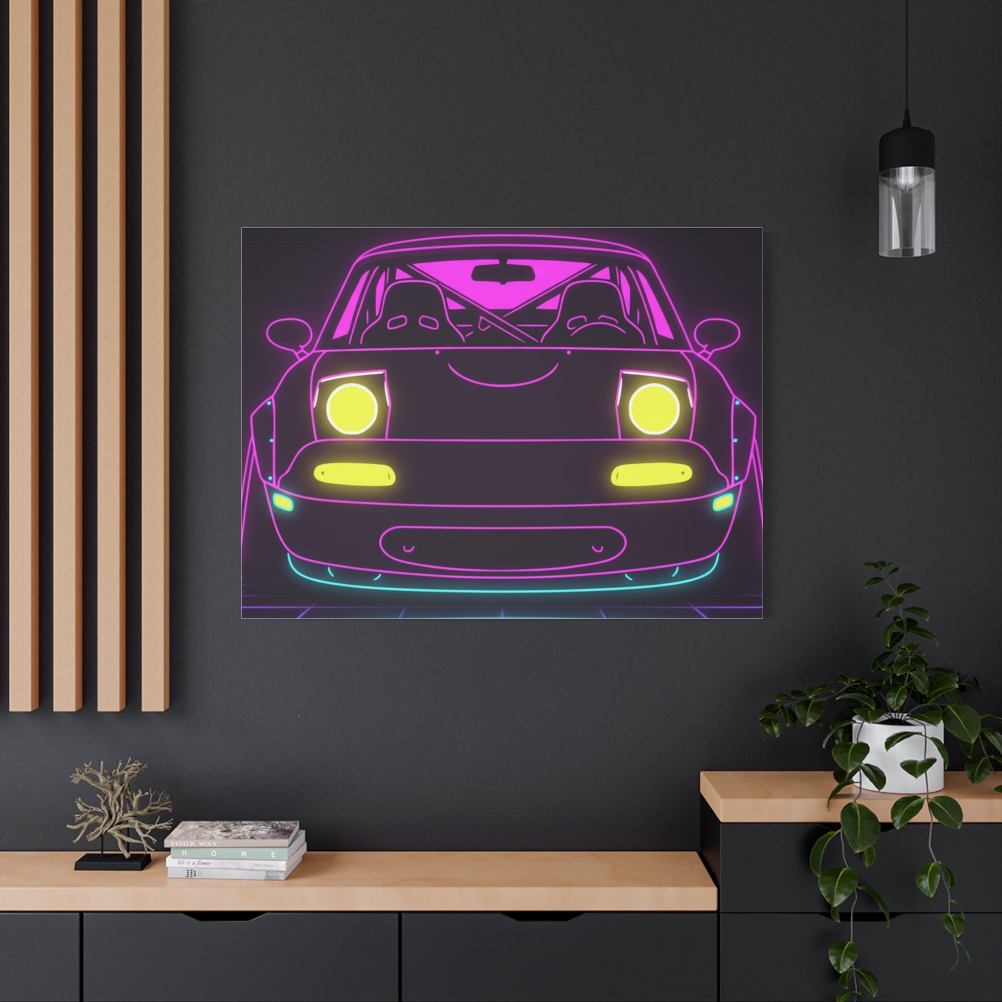 Mazda Miata NA (1989-97) Neon Synthwave Canvas Wall Art