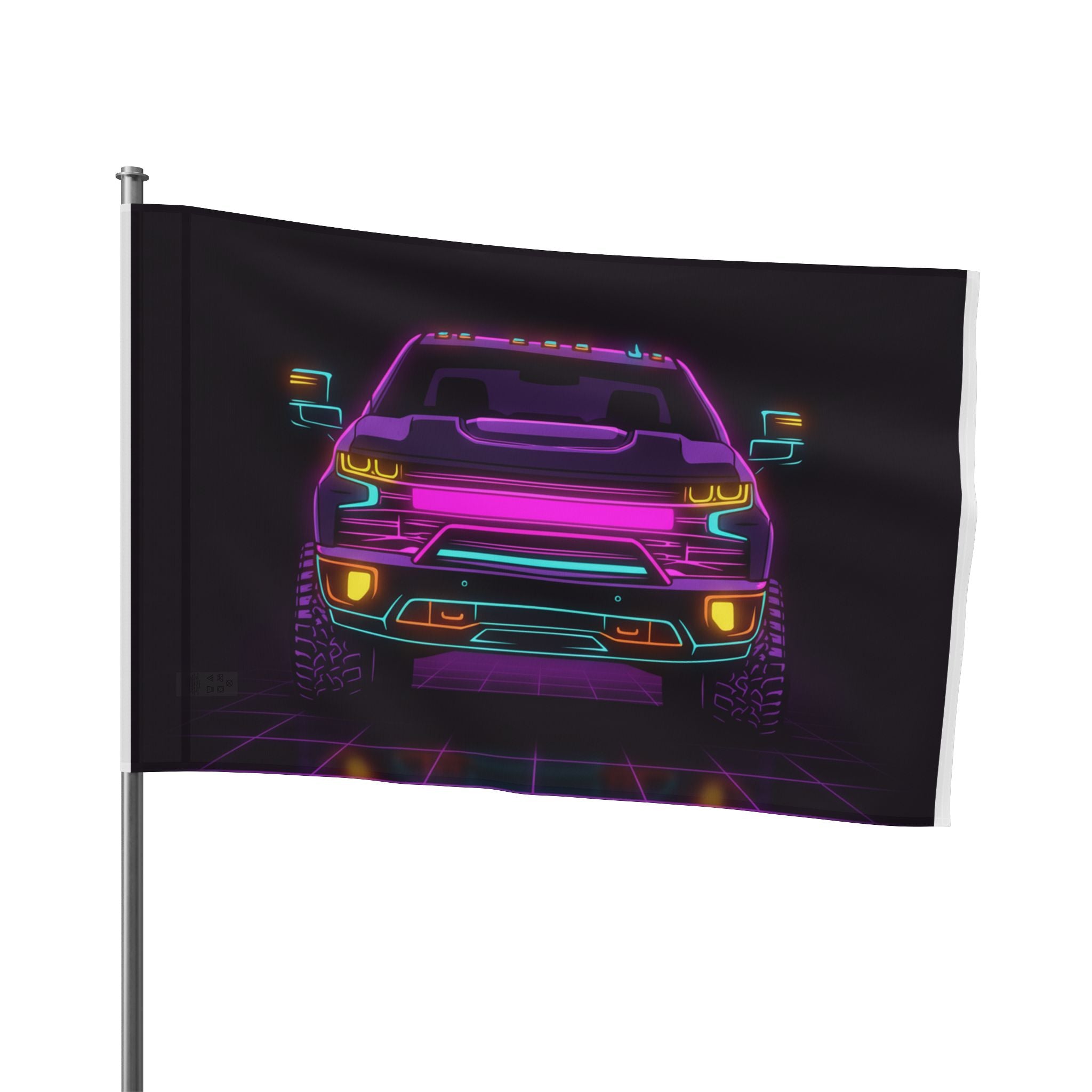 Chevy Silverado Trail Boss (2019+) Neon Synthwave Garage Flag