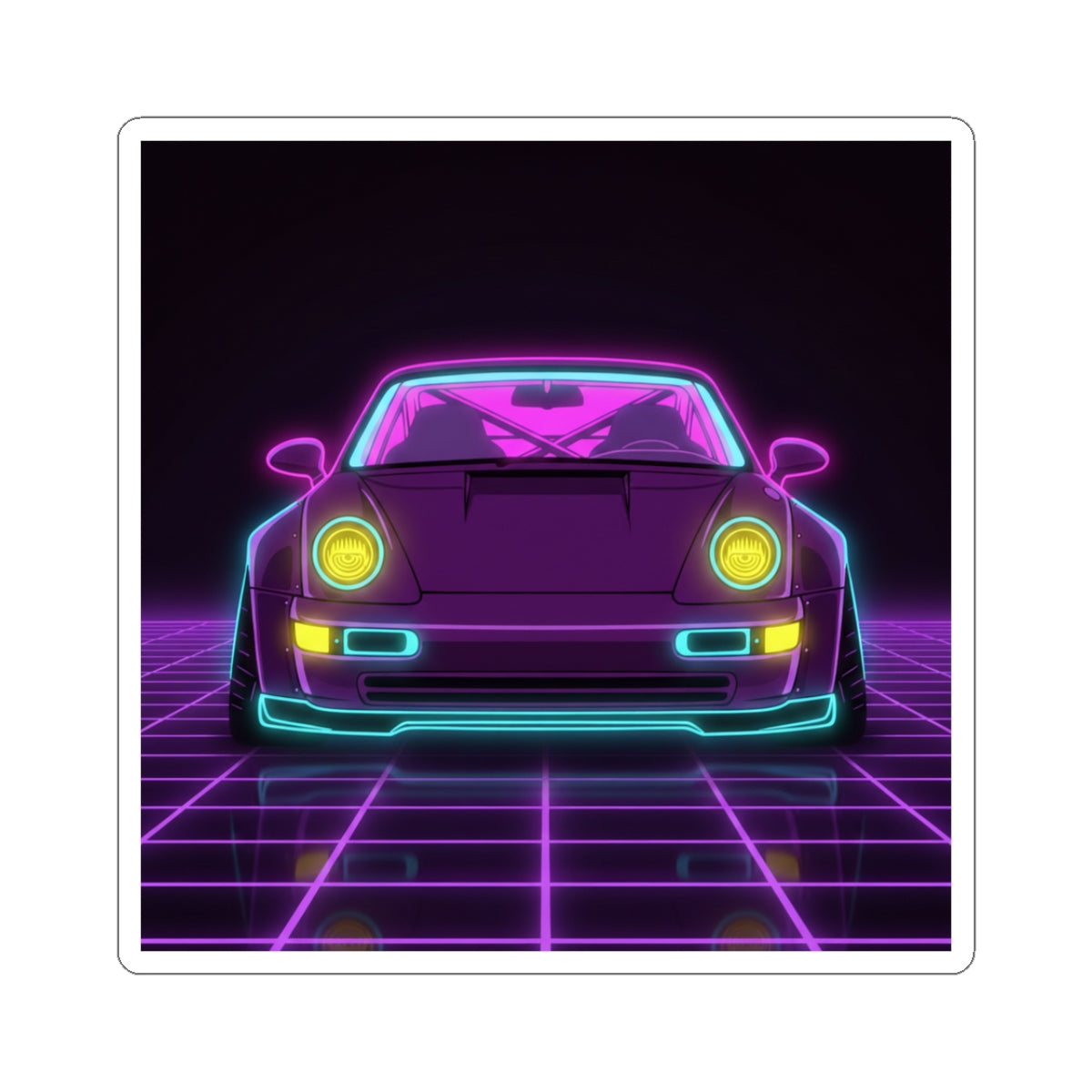 Porsche 964 Turbo Neon Synthwave Sticker