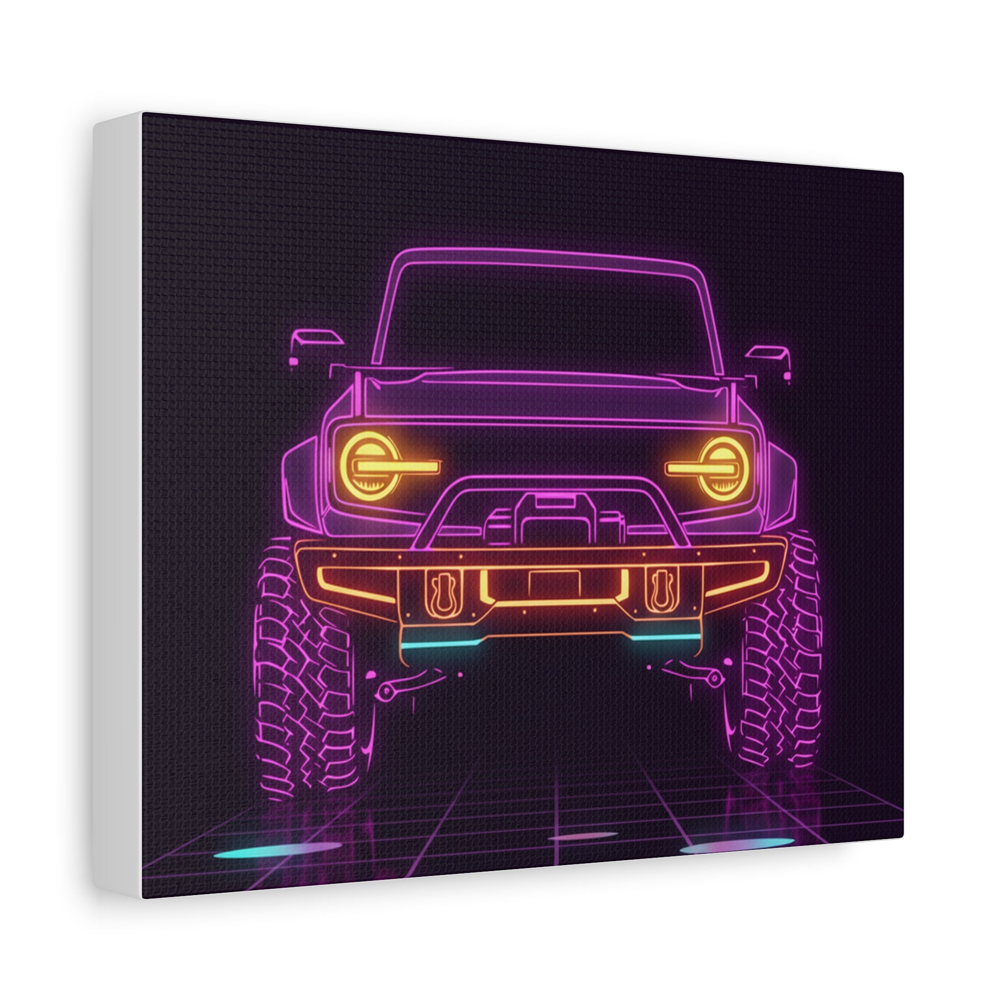 Ford Bronco (2021+) Neon Synthwave Canvas Wall Art