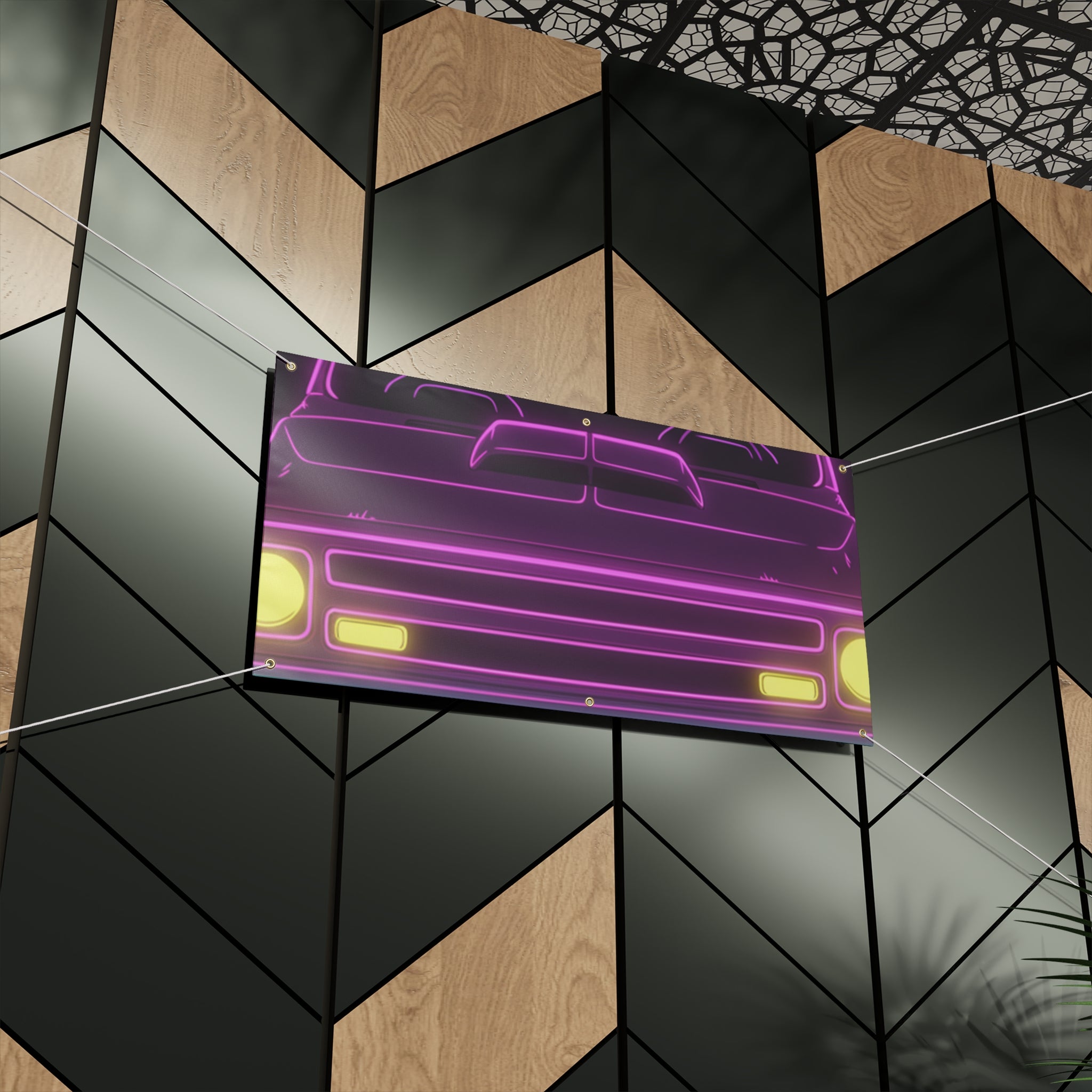 Chevy C10 Pickup (1967-72) Neon Synthwave Banner