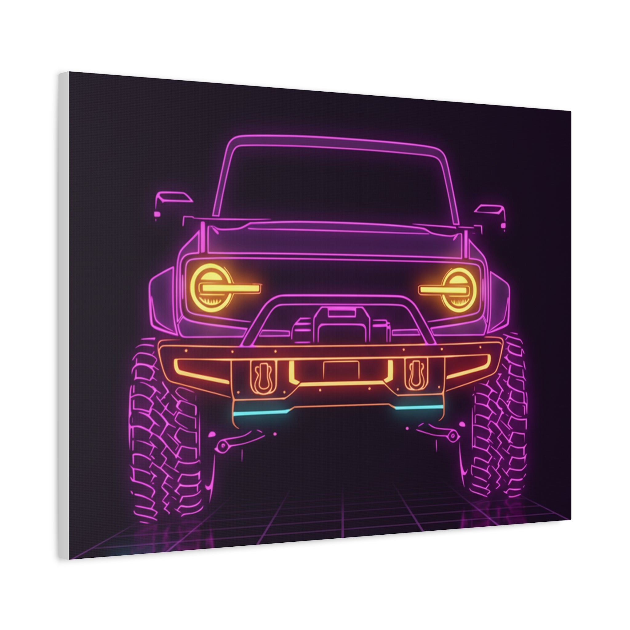Ford Bronco (2021+) Neon Synthwave Canvas Wall Art