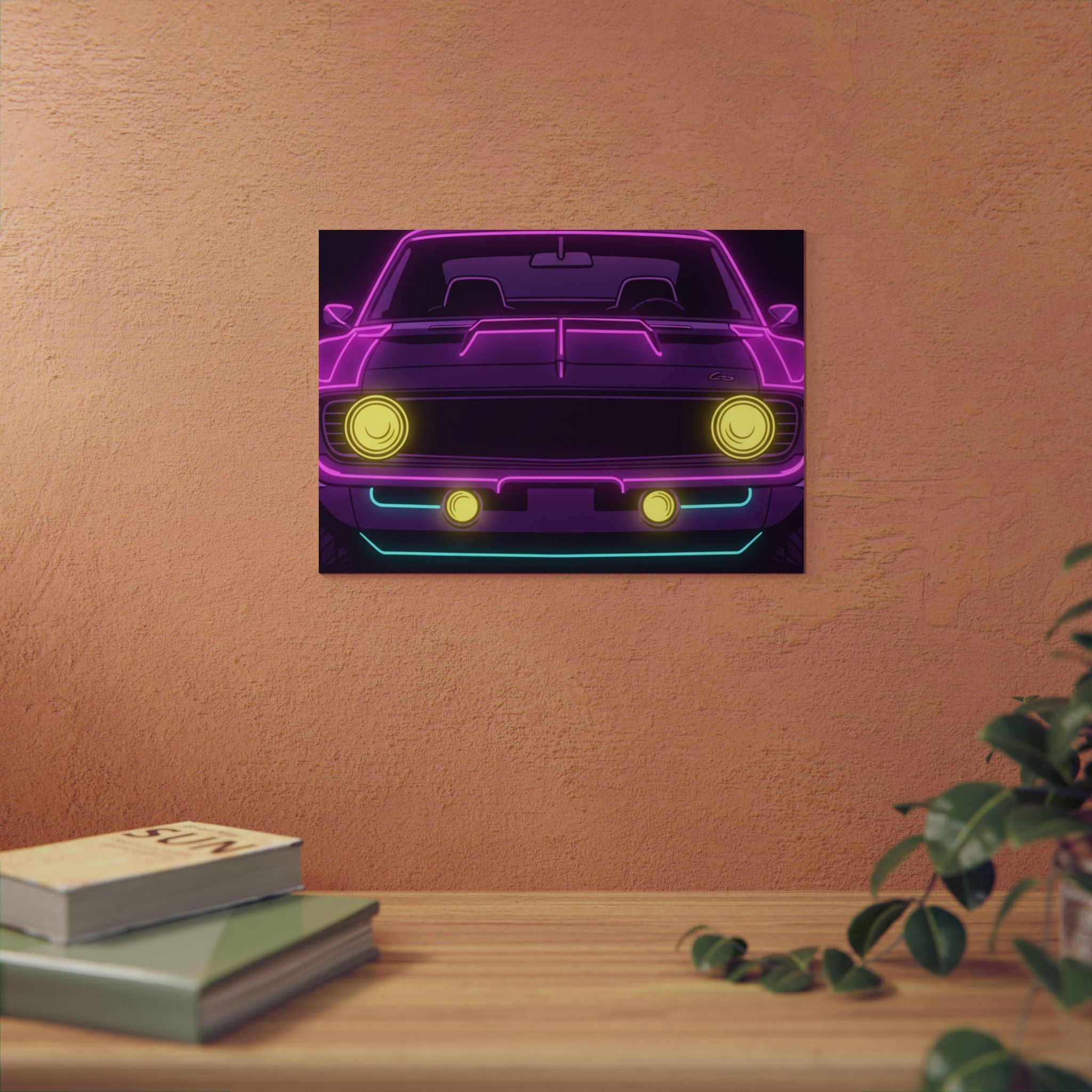 1969 Chevrolet Camaro SS Neon Synthwave Metal Wall Sign