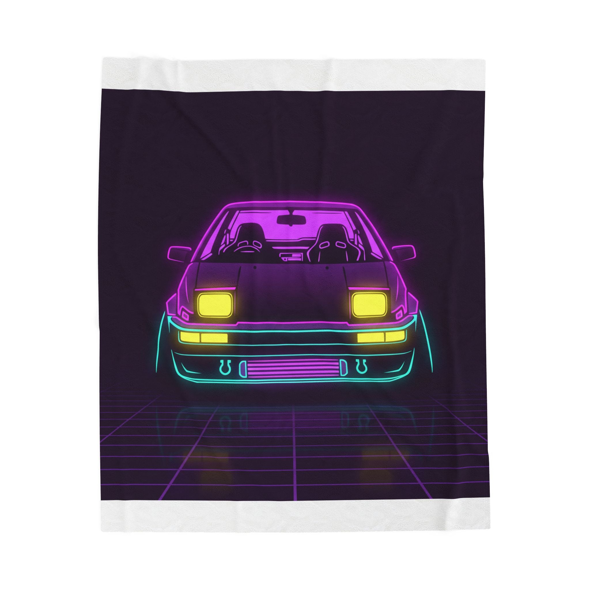 Toyota AE86 (1983-87) Neon Synthwave Velveteen Plush Blanket