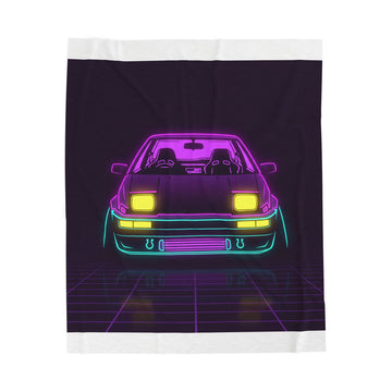 Toyota AE86 (1983-87) Neon Synthwave Velveteen Plush Blanket