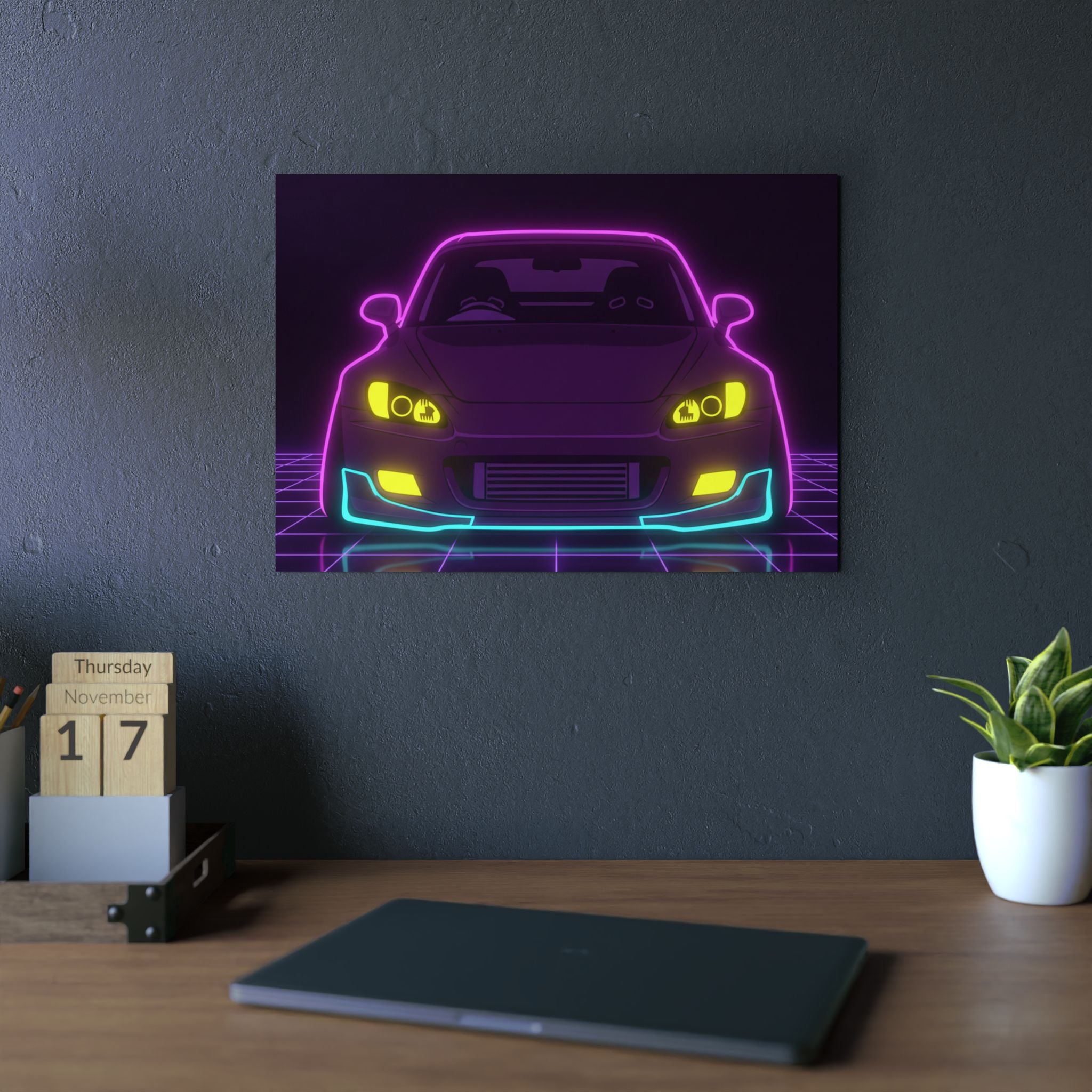 Honda S2000 (1999-09) Neon Synthwave Metal Wall Sign