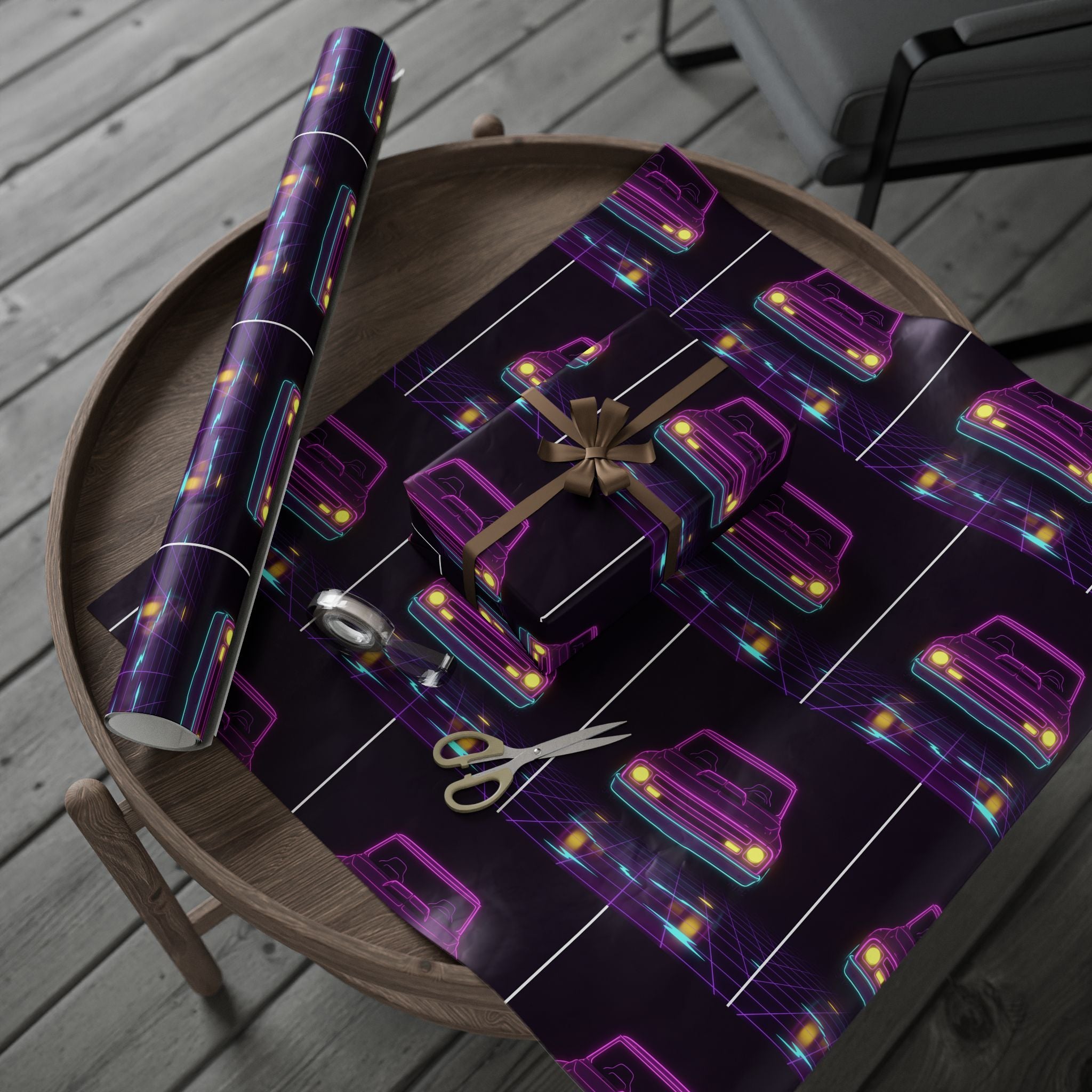 Chevy C10 Pickup (1967-72) Neon Synthwave Gift Wrapping Paper