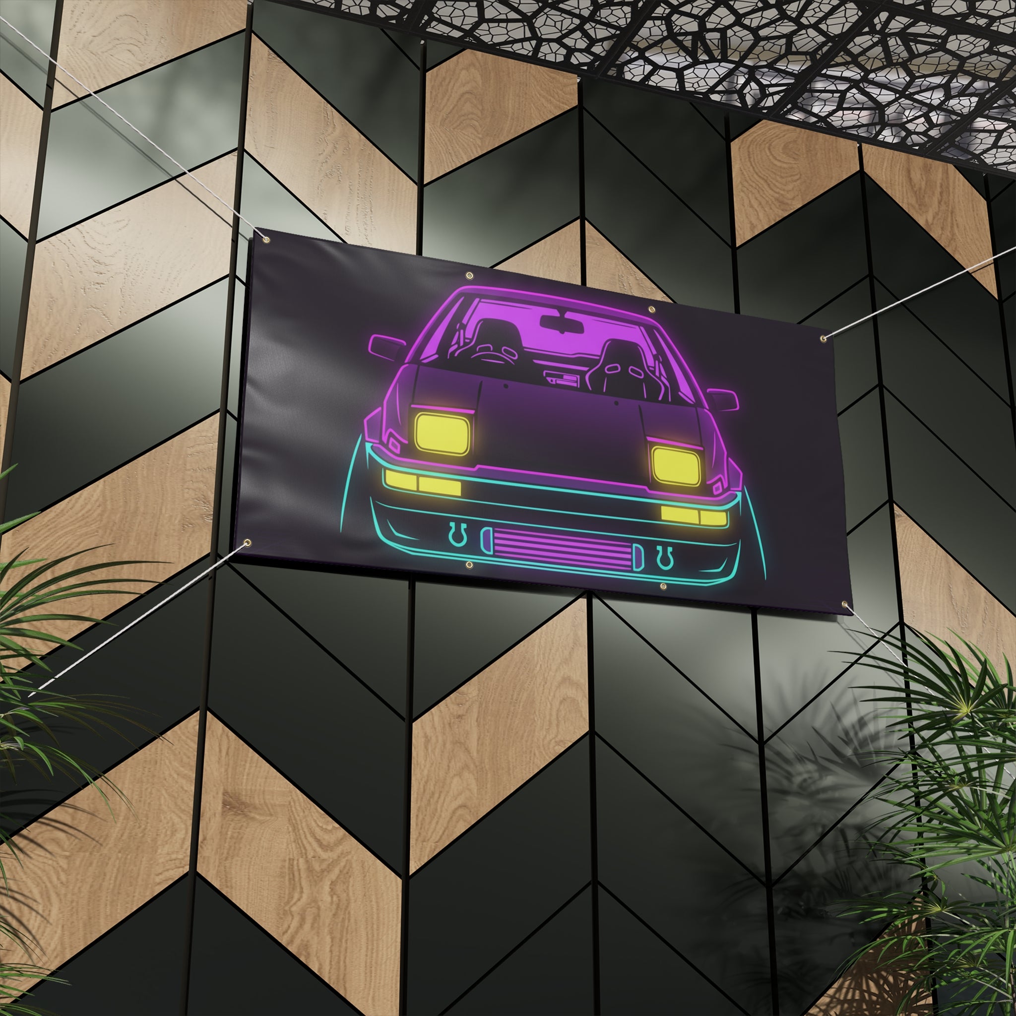 Toyota AE86 (1983-87) Neon Synthwave Banner