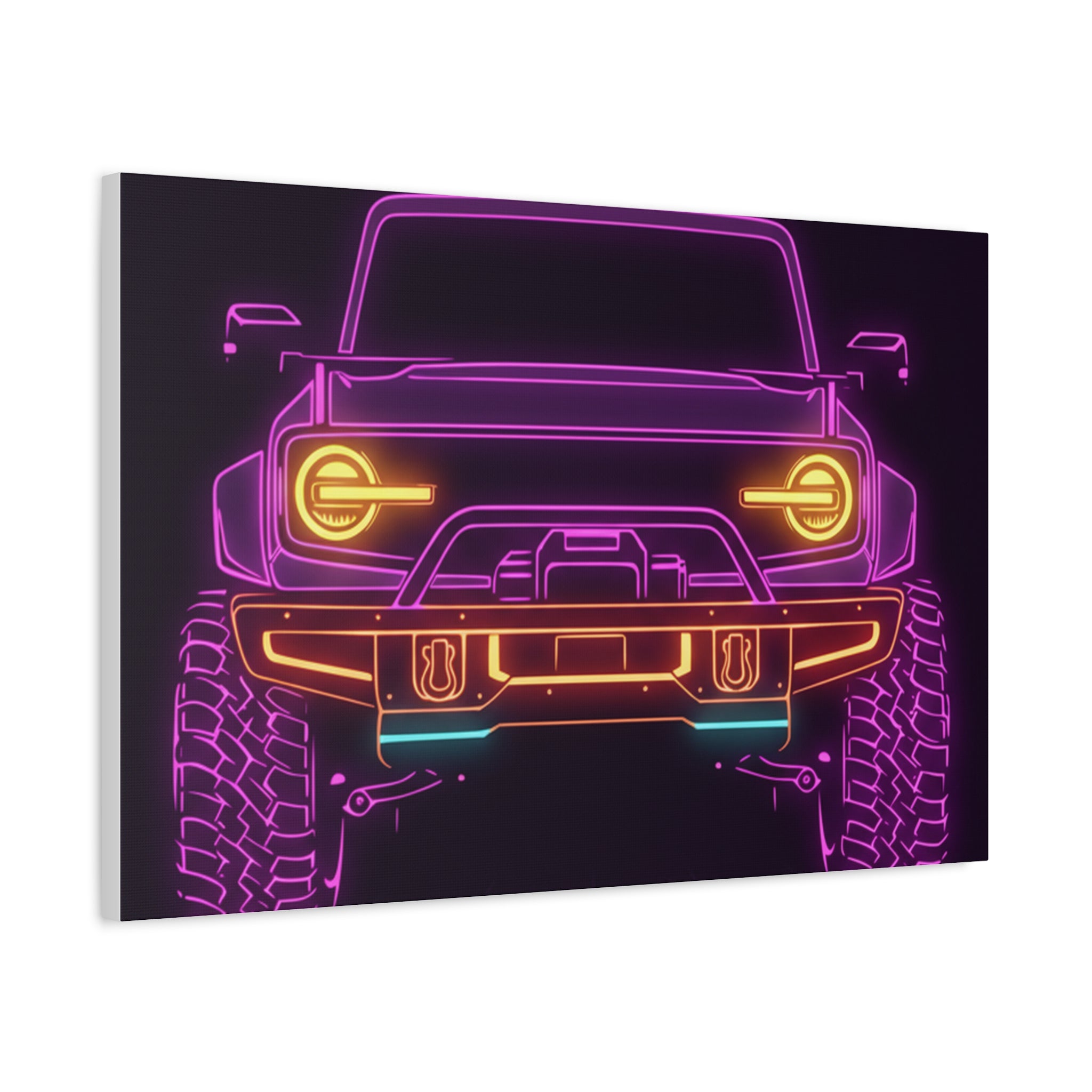 Ford Bronco (2021+) Neon Synthwave Canvas Wall Art