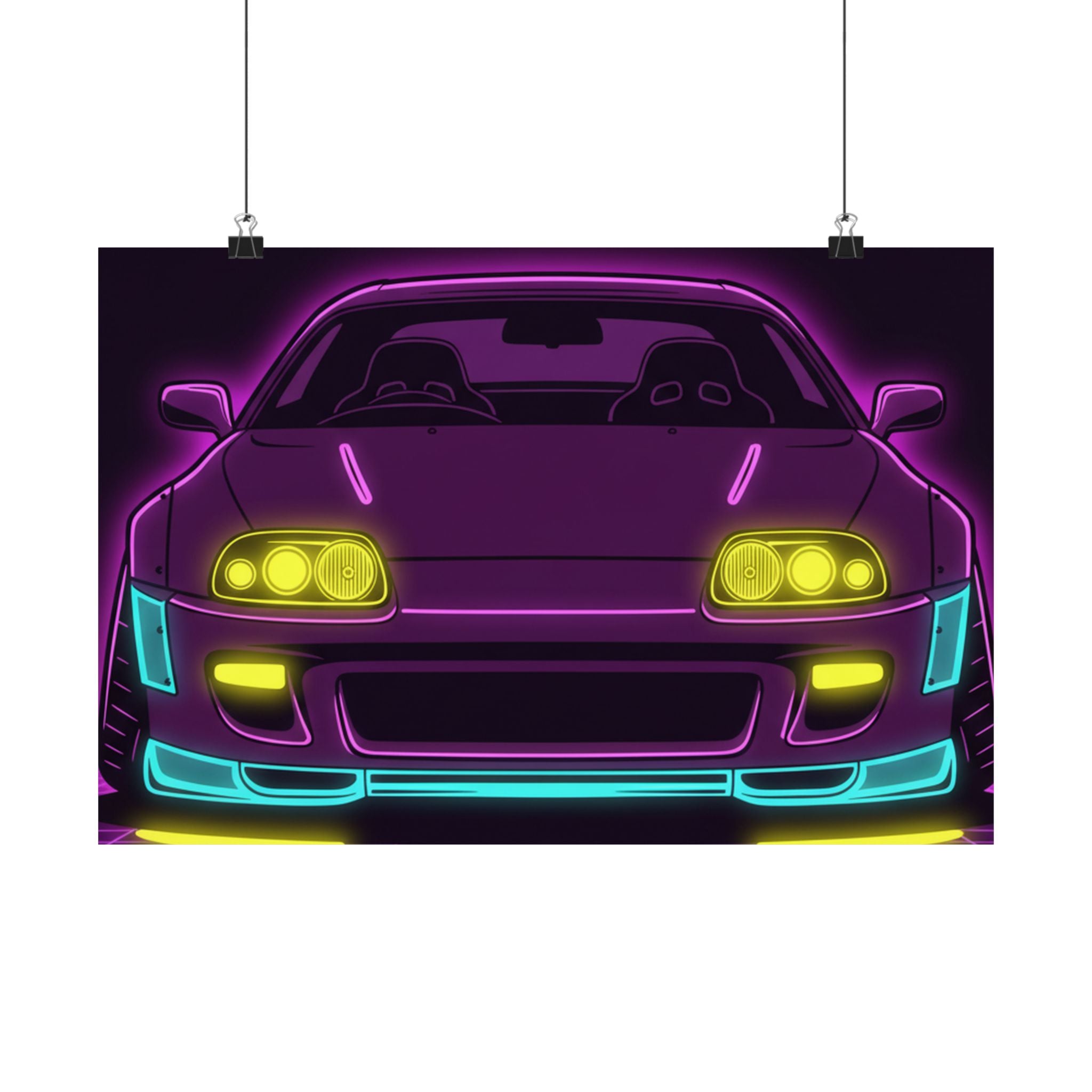 Toyota Supra MK4 Neon Synthwave Poster