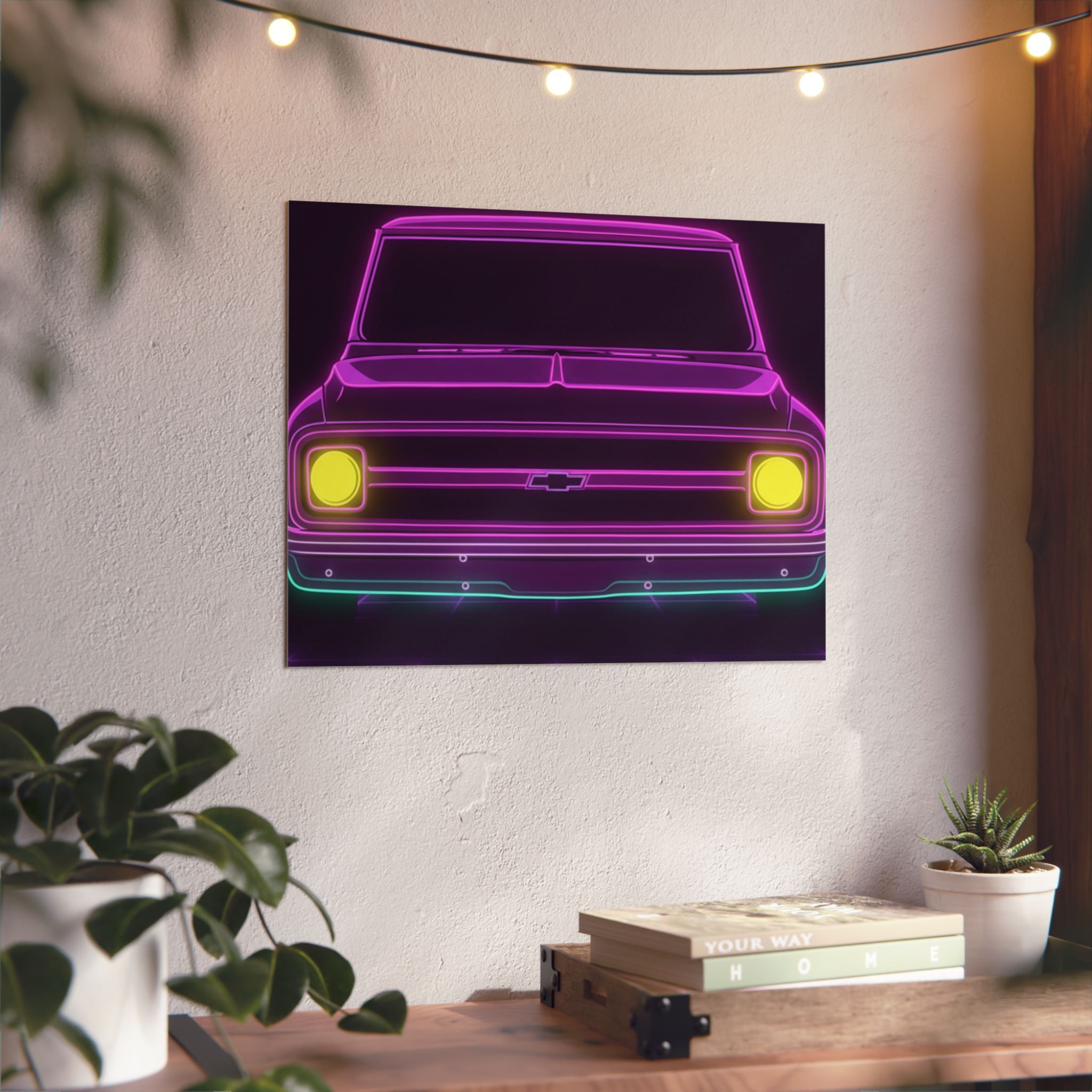 Chevy C10 Pickup (1967-72) Pro-Touring Neon Synthwave Metal Wall Sign