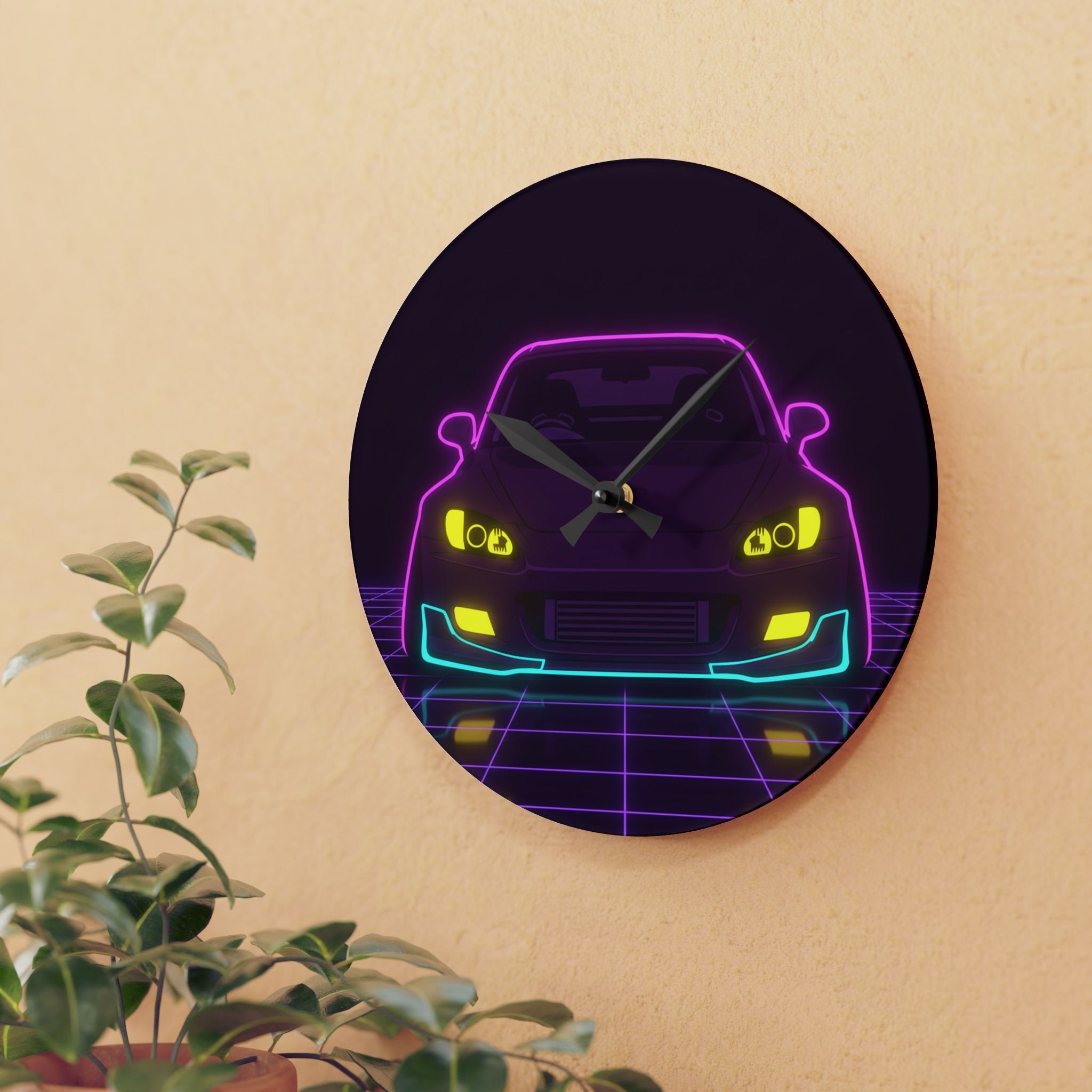 Honda S2000 (1999-09) Neon Synthwave Wall Clock