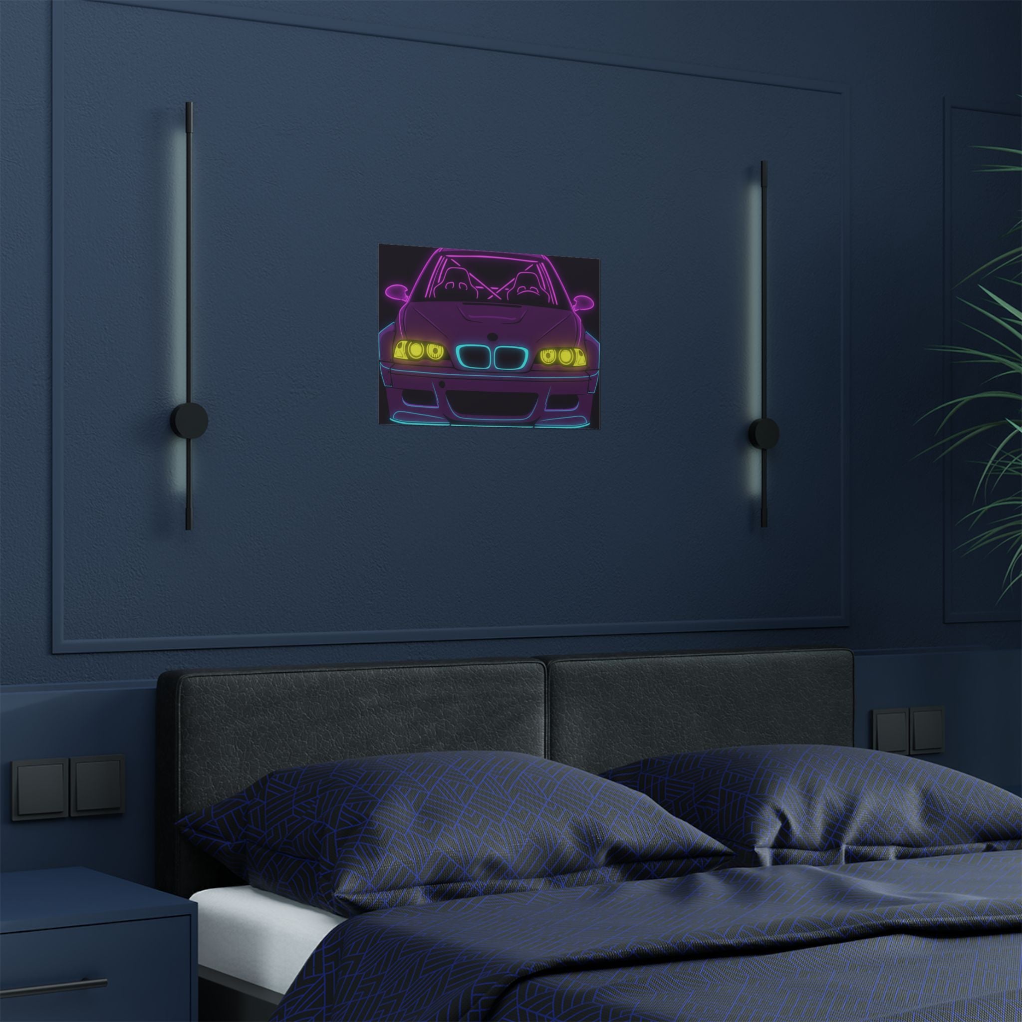 BMW E46 M3 (2000-06) Neon Synthwave Poster