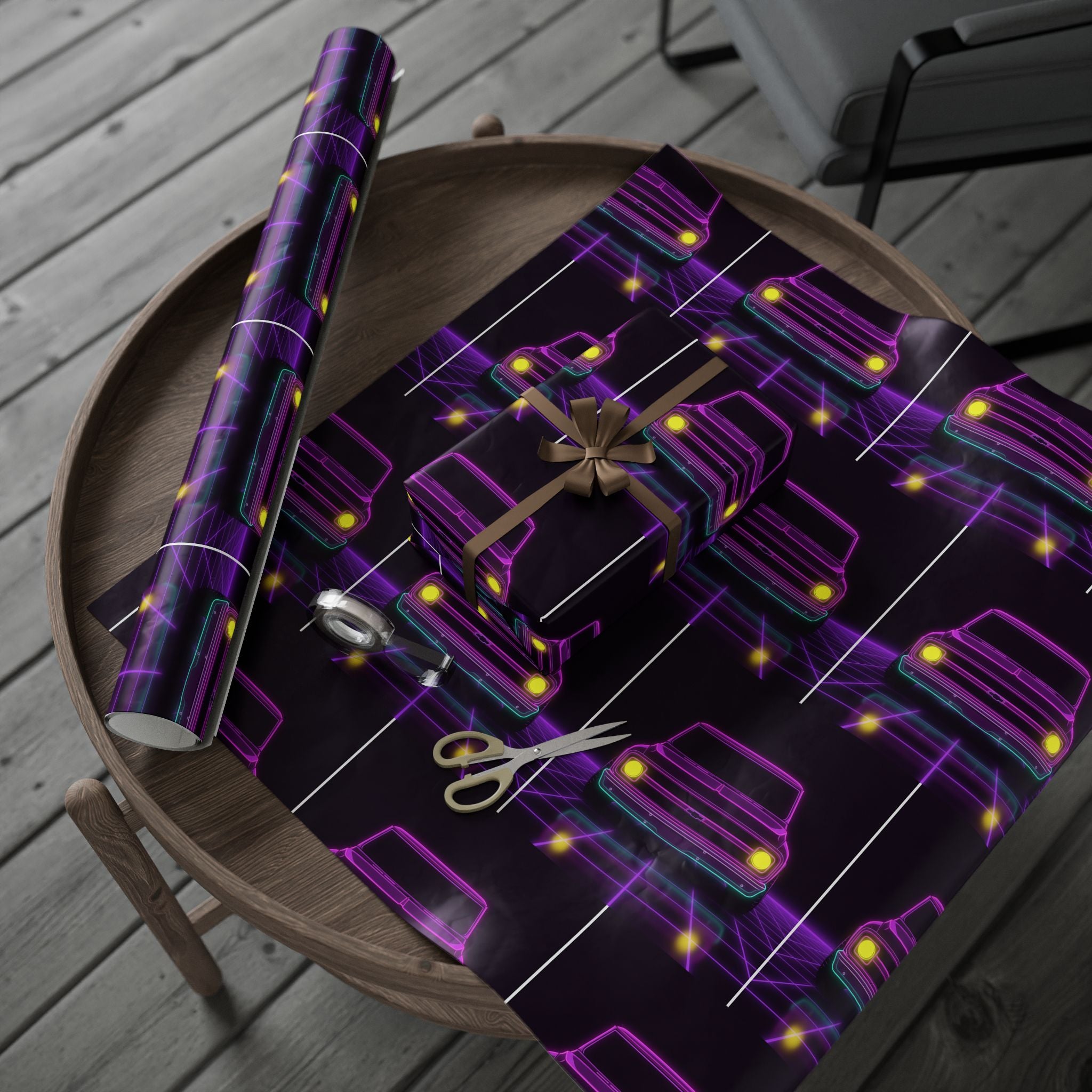 Chevy C10 Pickup (1967-72) Pro-Touring Neon Synthwave Gift Wrapping Paper