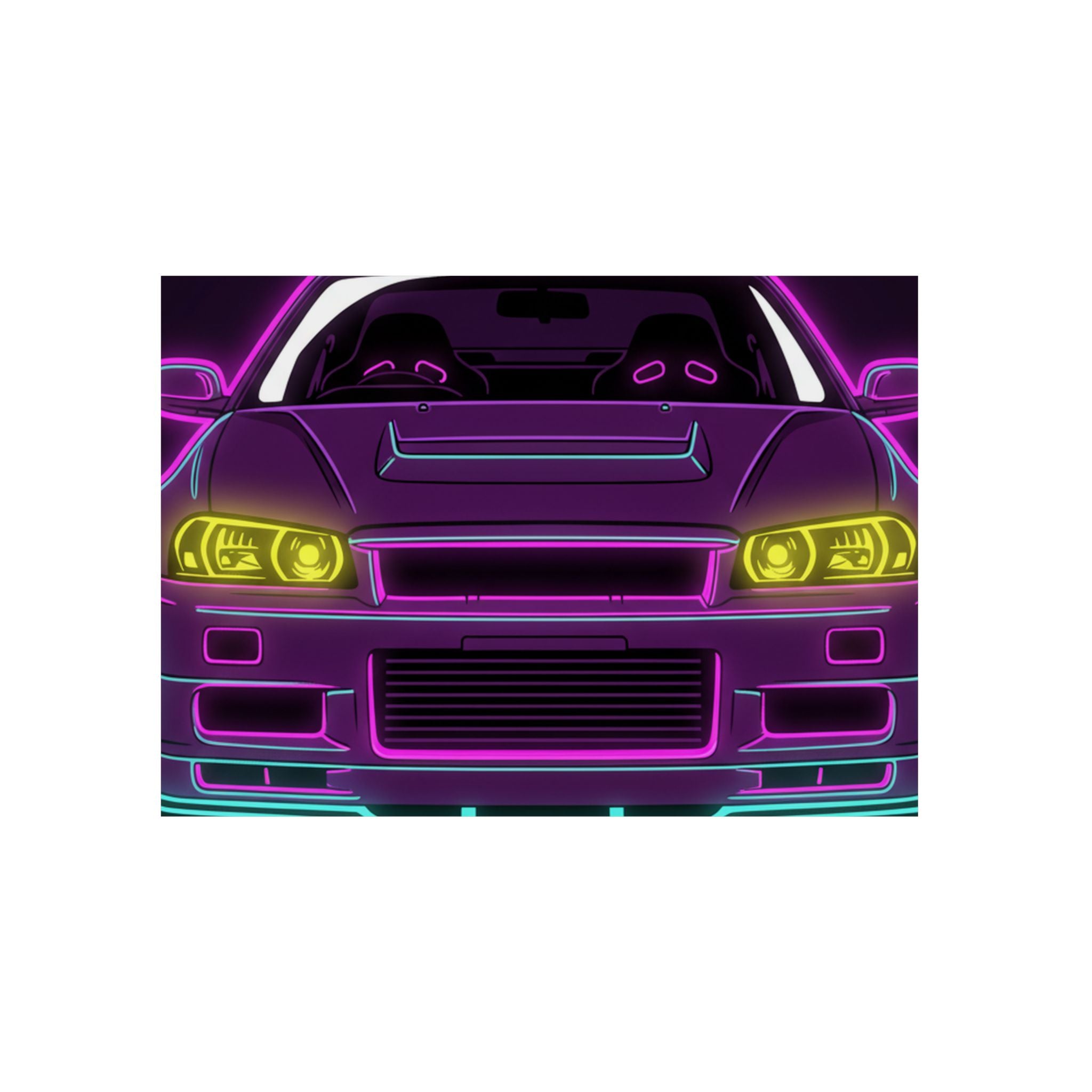 Nissan GT-R Neon Synthwave Metal Wall Sign