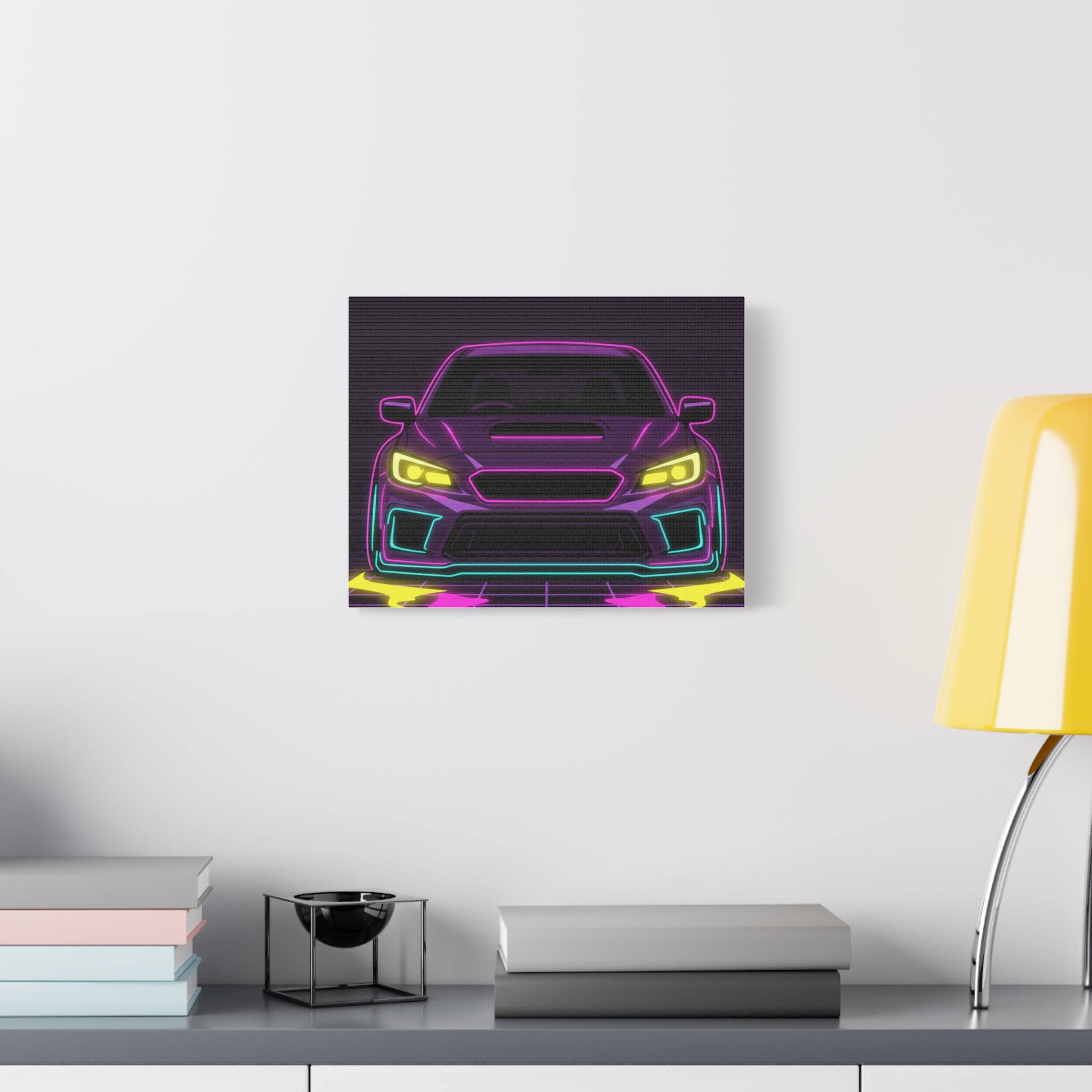 Subaru WRX STI Neon Synthwave Canvas Wall Art