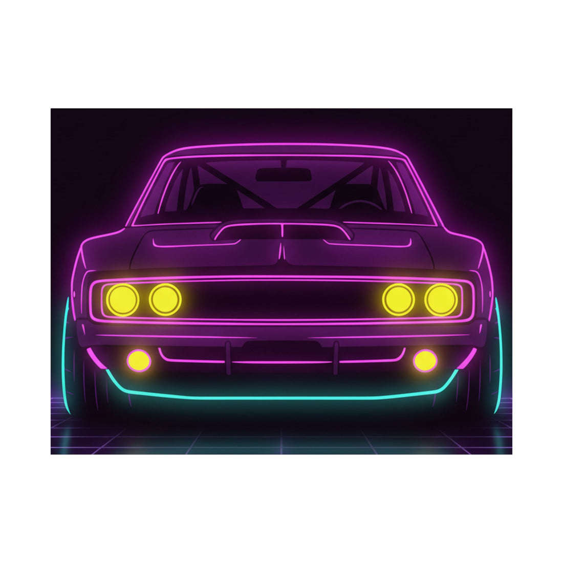 Dodge Charger R/T (1968-70) Neon Synthwave Poster