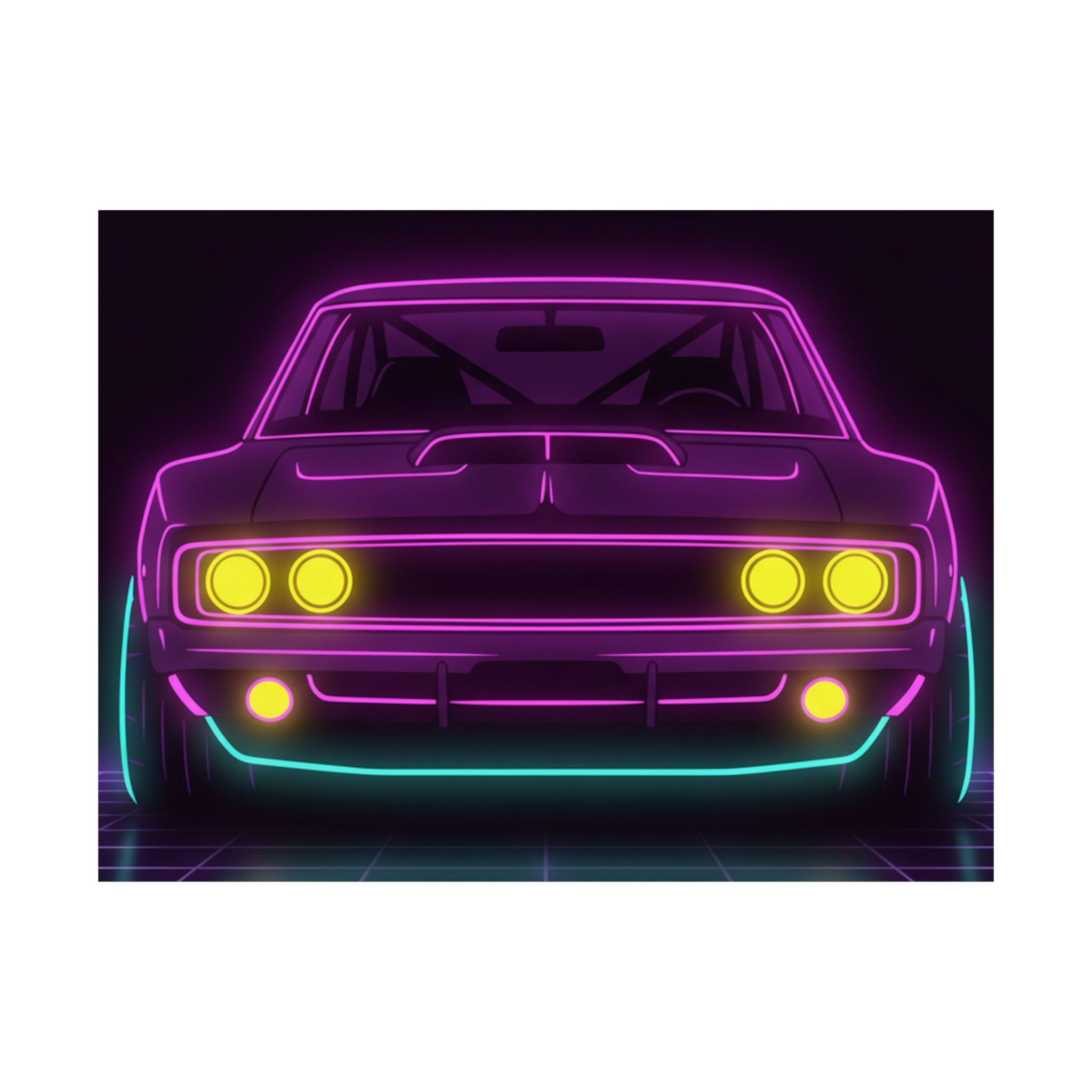 Dodge Charger R/T (1968-70) Neon Synthwave Poster