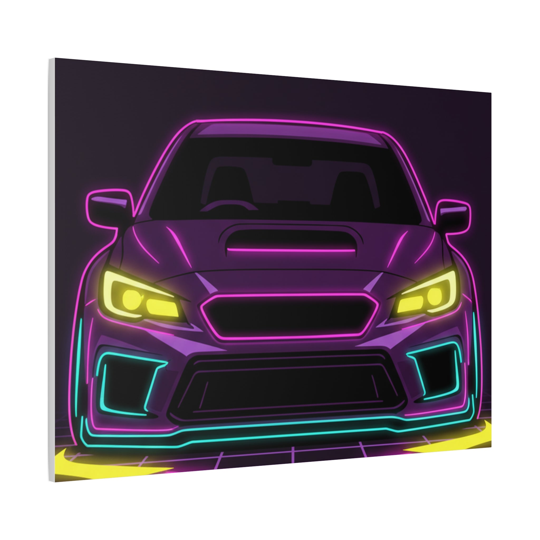 Subaru WRX STI Neon Synthwave Canvas Wall Art