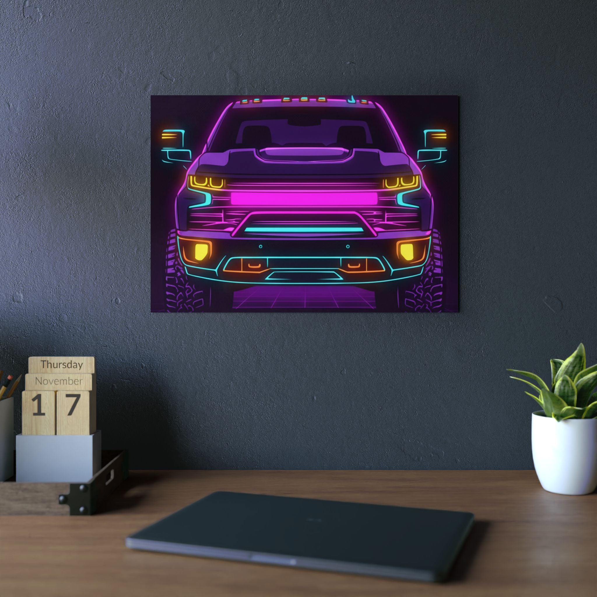 Chevy Silverado Trail Boss (2019+) Neon Synthwave Metal Wall Sign