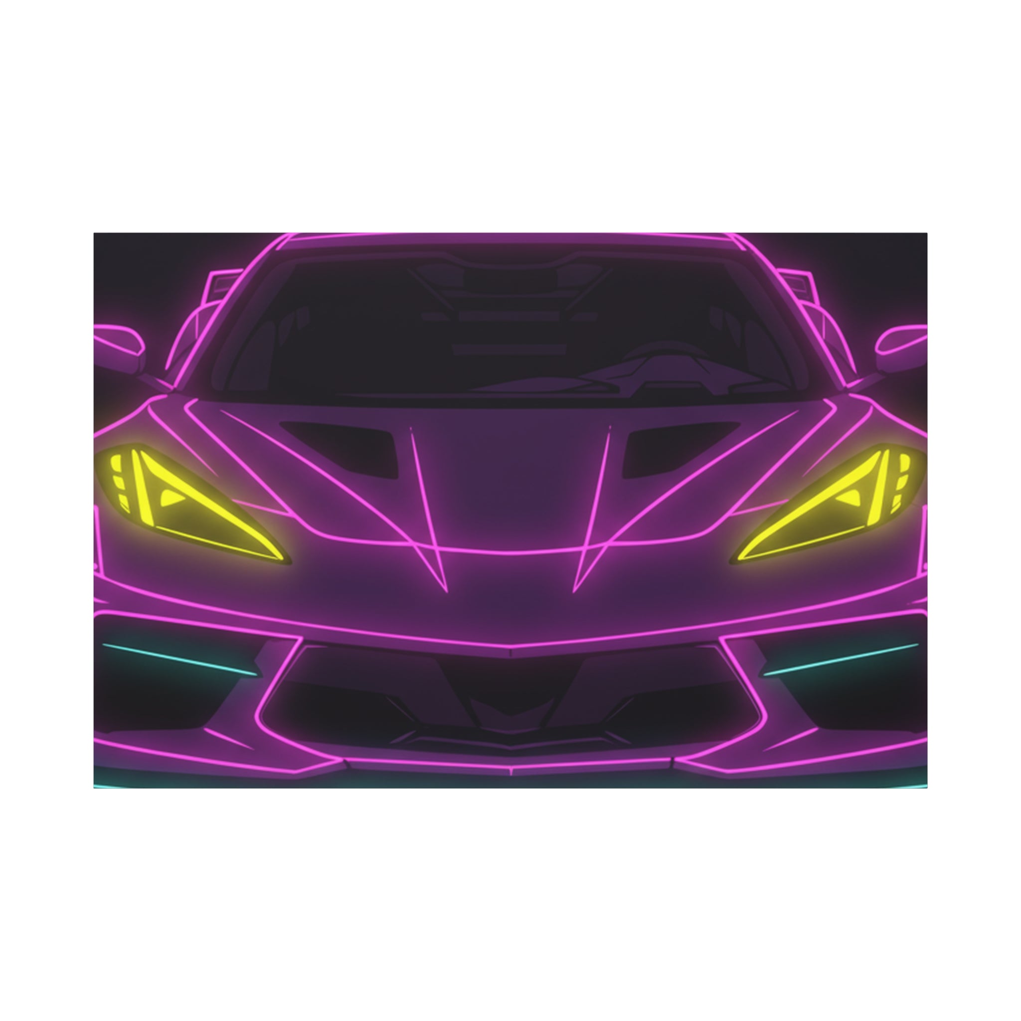 Corvette C8 (2020+) Neon Synthwave Canvas Wall Art