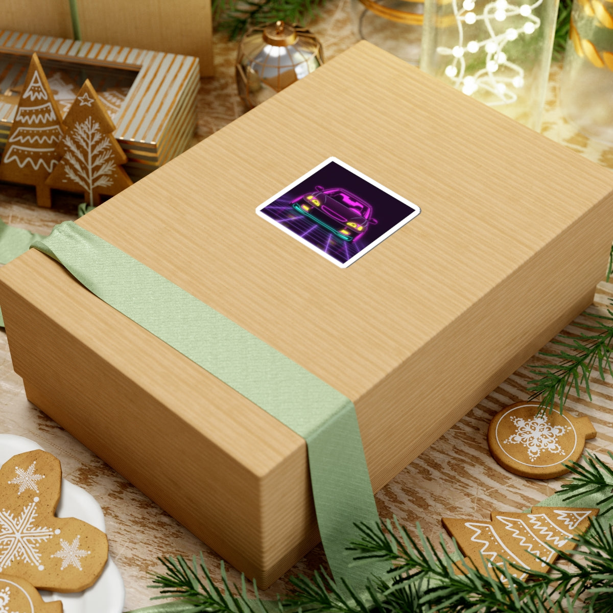 Honda Civic EK Hatch Neon Synthwave Sticker