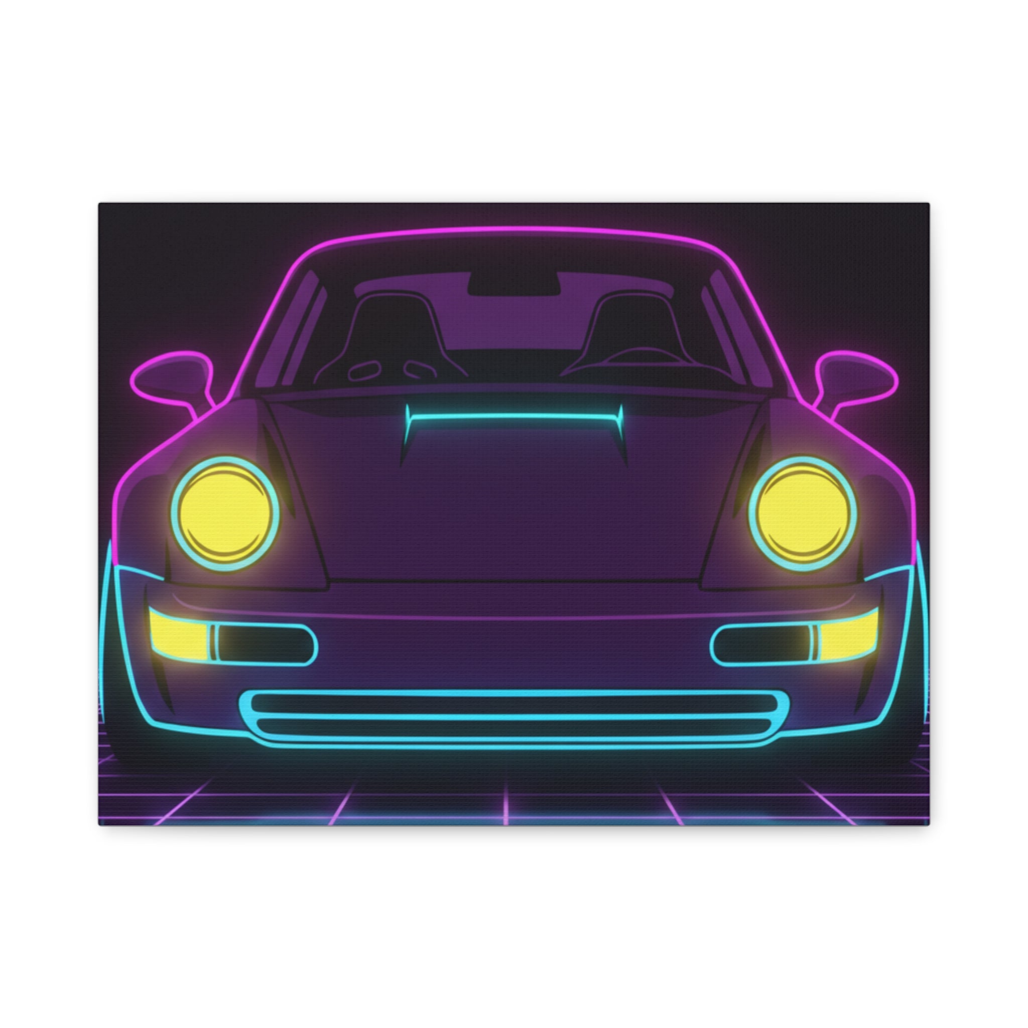Porsche 964 Singer Neon Synthwave Canvas Wall Art