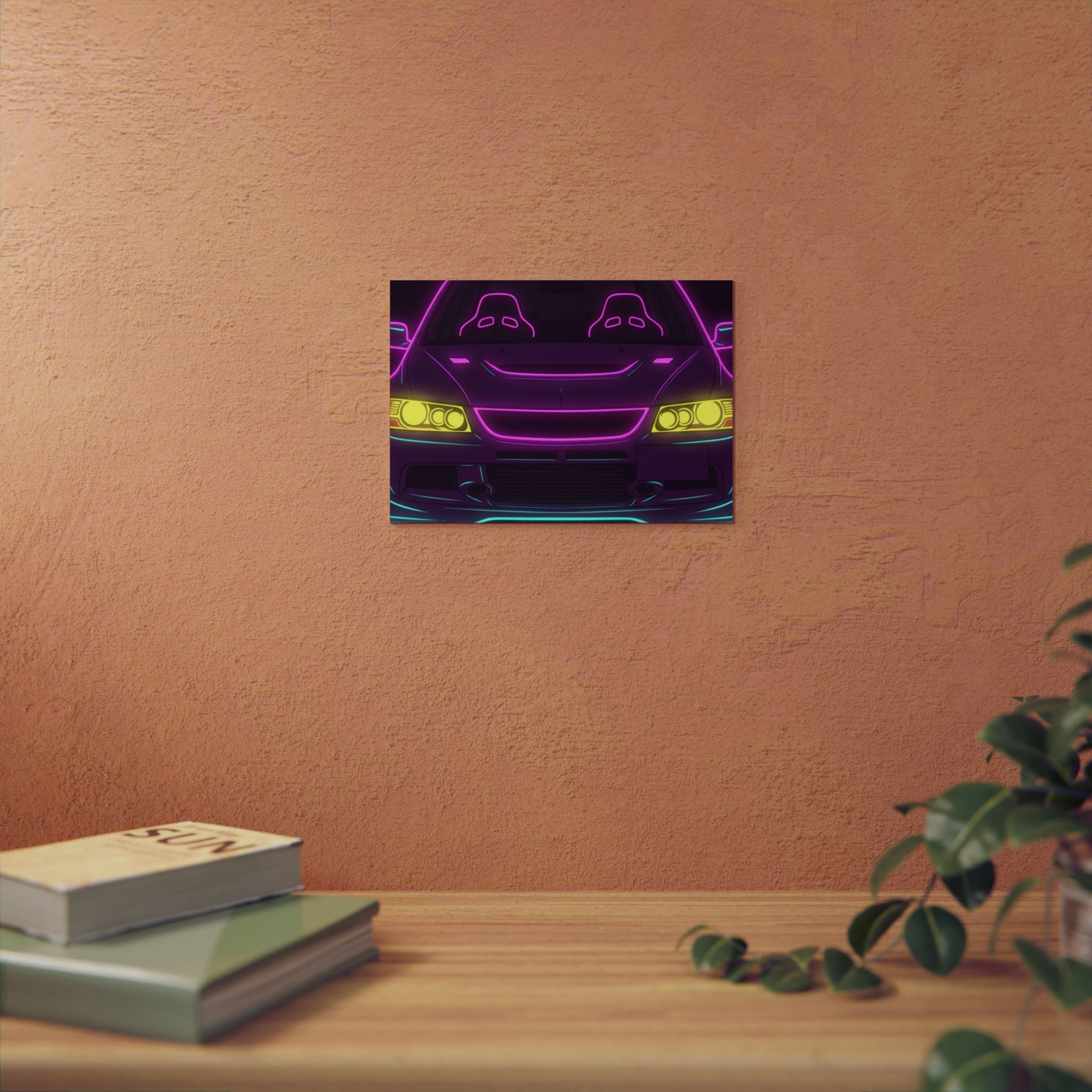 Mitsubishi Evo IX (2005-07) Neon Synthwave Metal Wall Sign