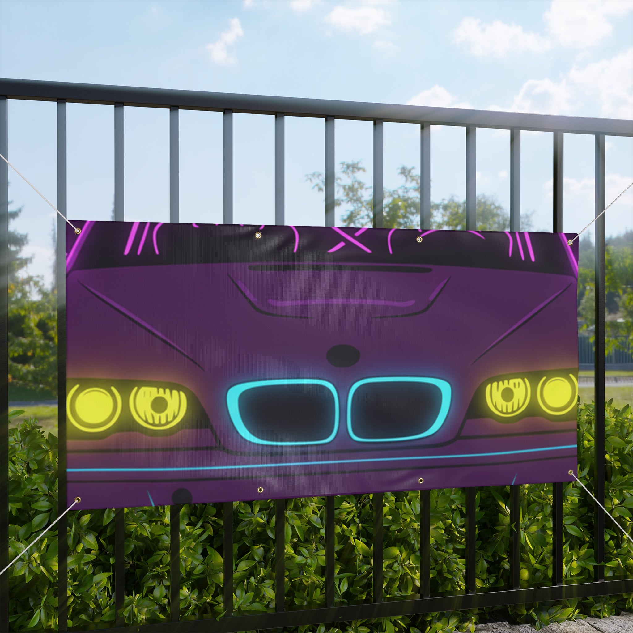 BMW E46 M3 (2000-06) Neon Synthwave Banner
