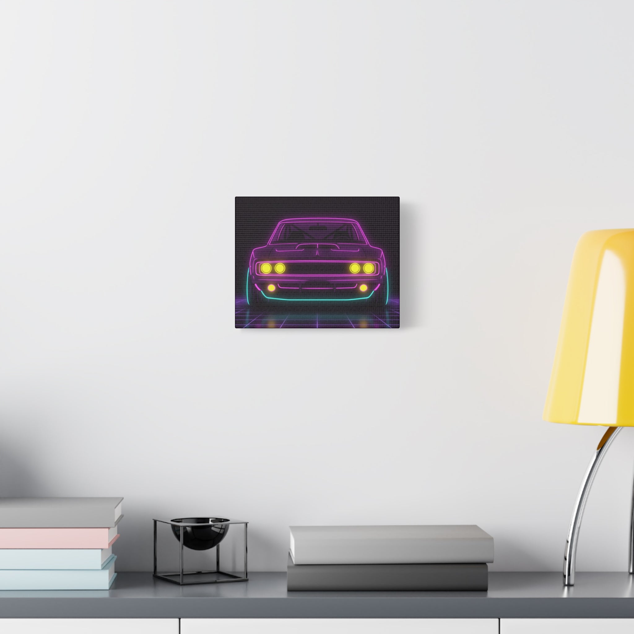 Dodge Charger R/T (1968-70) Neon Synthwave Canvas Wall Art