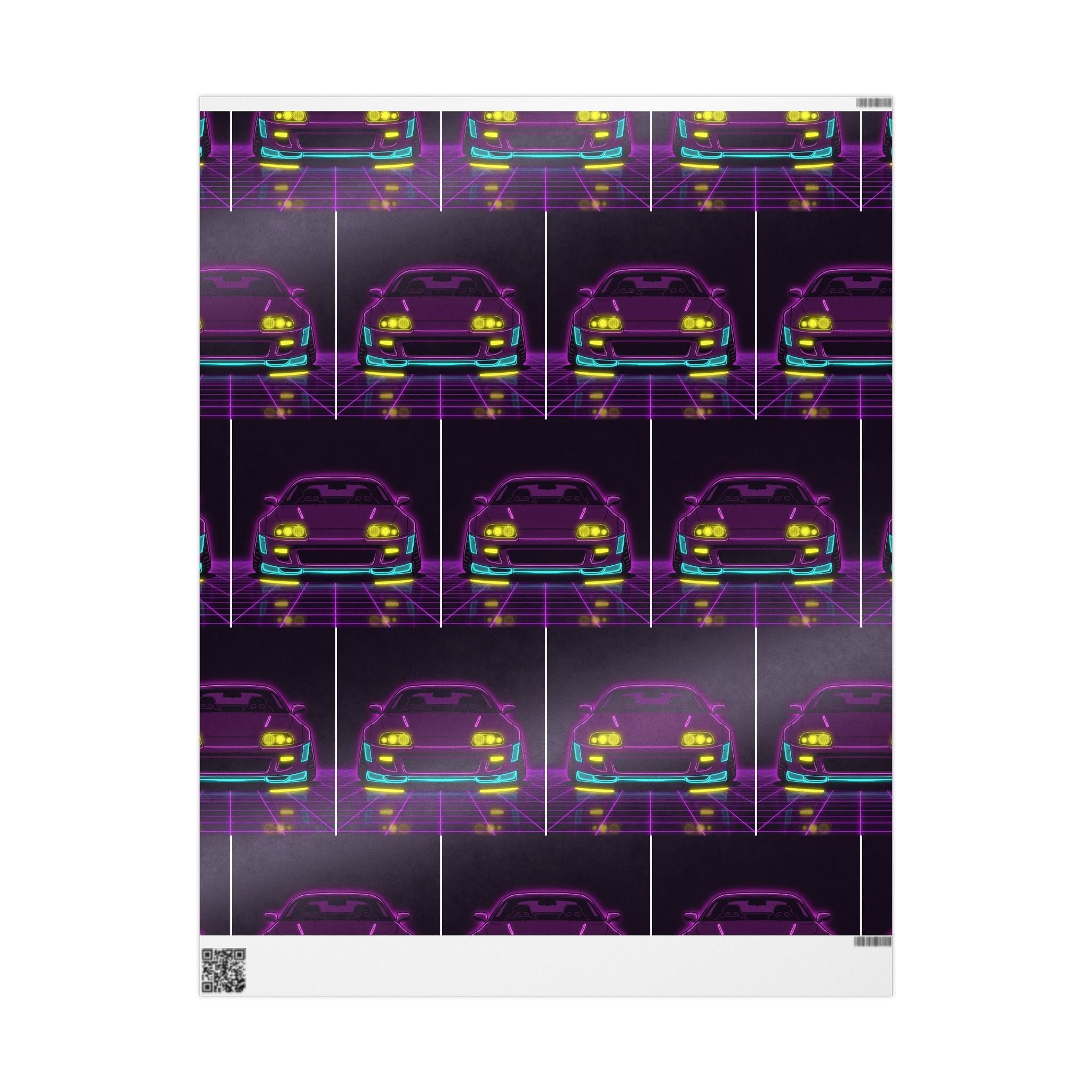 Toyota Supra MK4 Neon Synthwave Gift Wrapping Paper