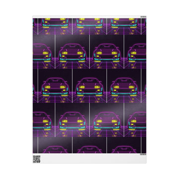 Toyota Supra MK4 Neon Synthwave Gift Wrapping Paper