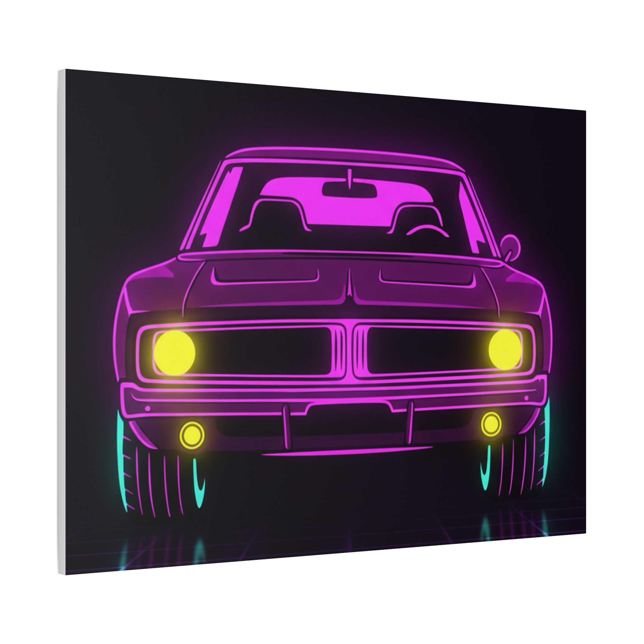 Dodge Charger R/T (1968-70) Resto-Mod Neon Synthwave Canvas Wall Art