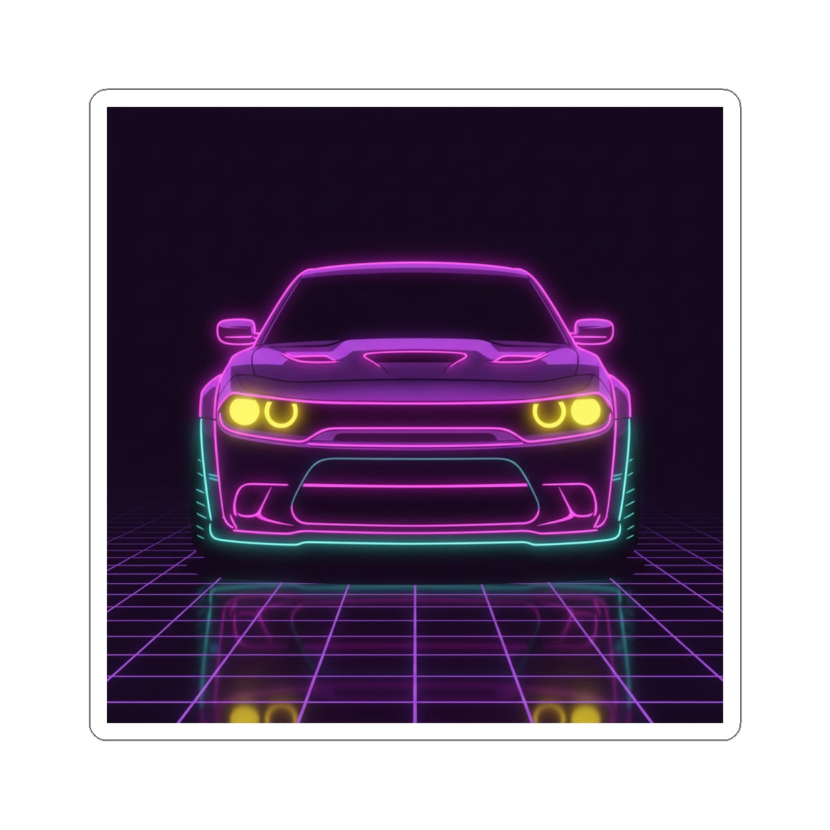 Dodge Challenger SRT Hellcat Neon Synthwave Sticker
