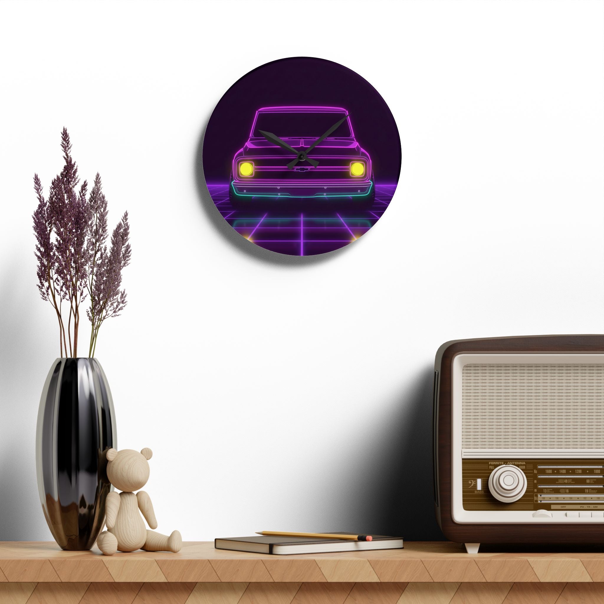 Chevy C10 Pickup (1967-72) Pro-Touring Neon Synthwave Wall Clock