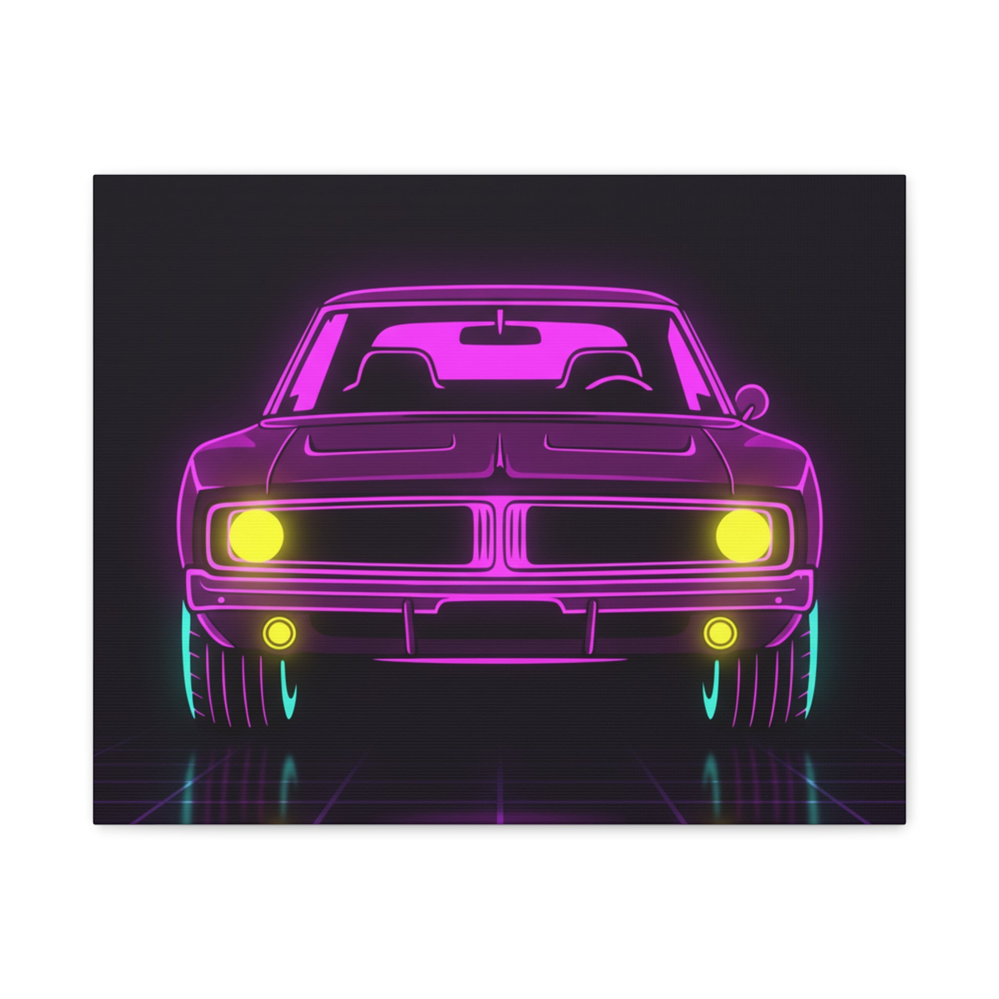 Dodge Charger R/T (1968-70) Resto-Mod Neon Synthwave Canvas Wall Art