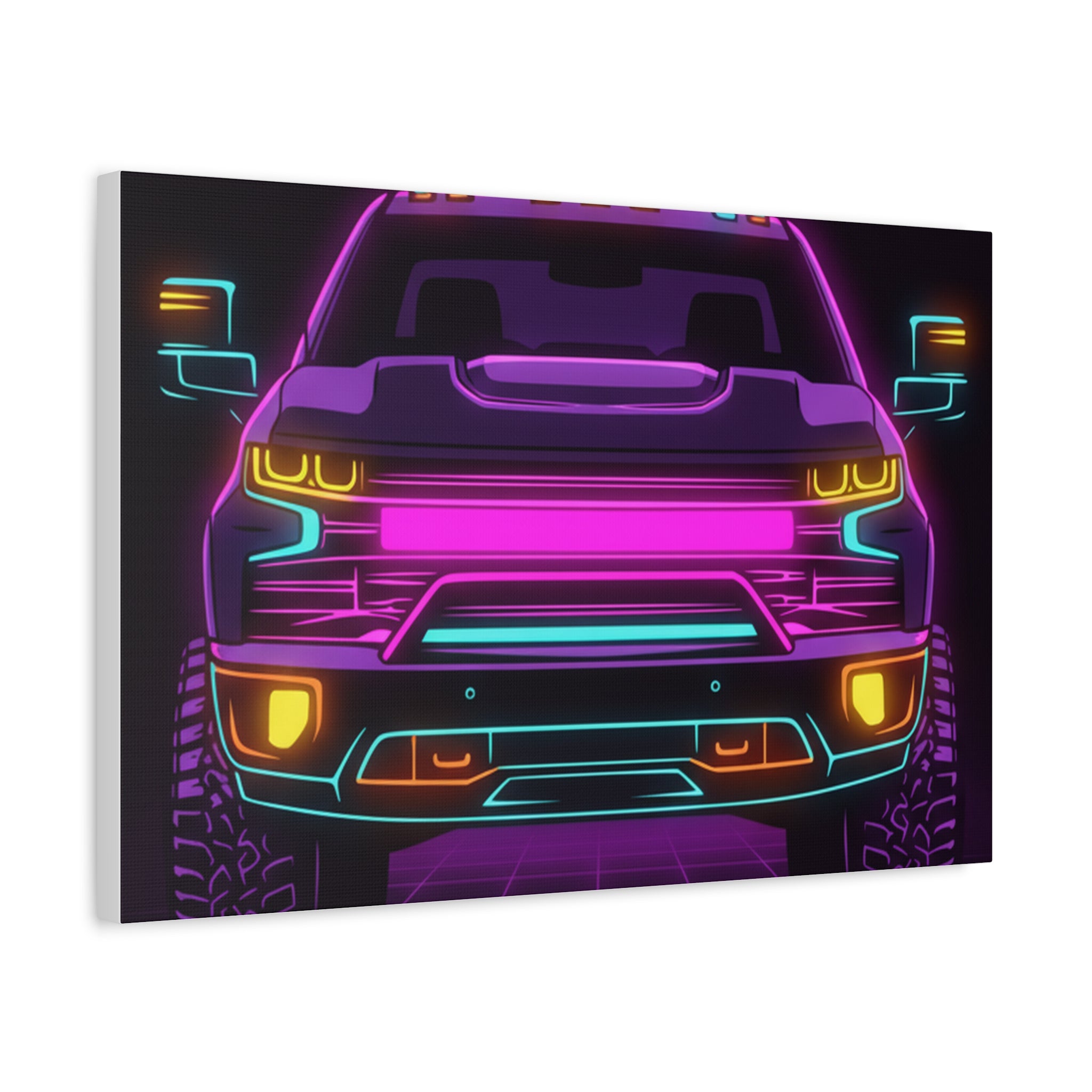 Chevy Silverado Trail Boss (2019+) Neon Synthwave Canvas Wall Art