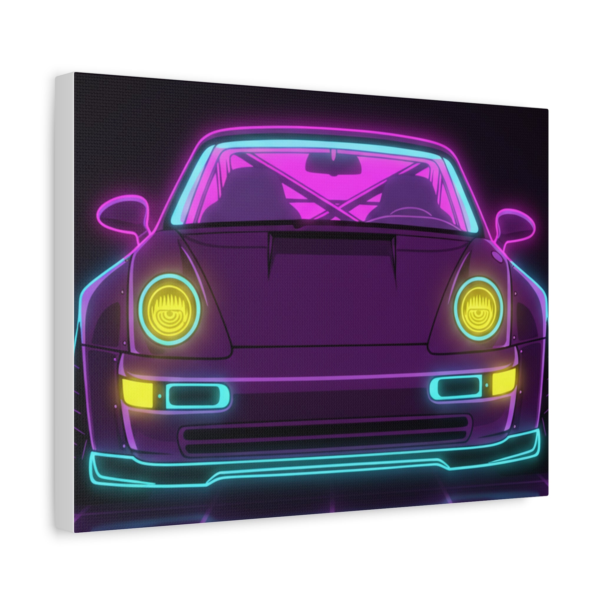 Porsche 964 Turbo Neon Synthwave Canvas Wall Art