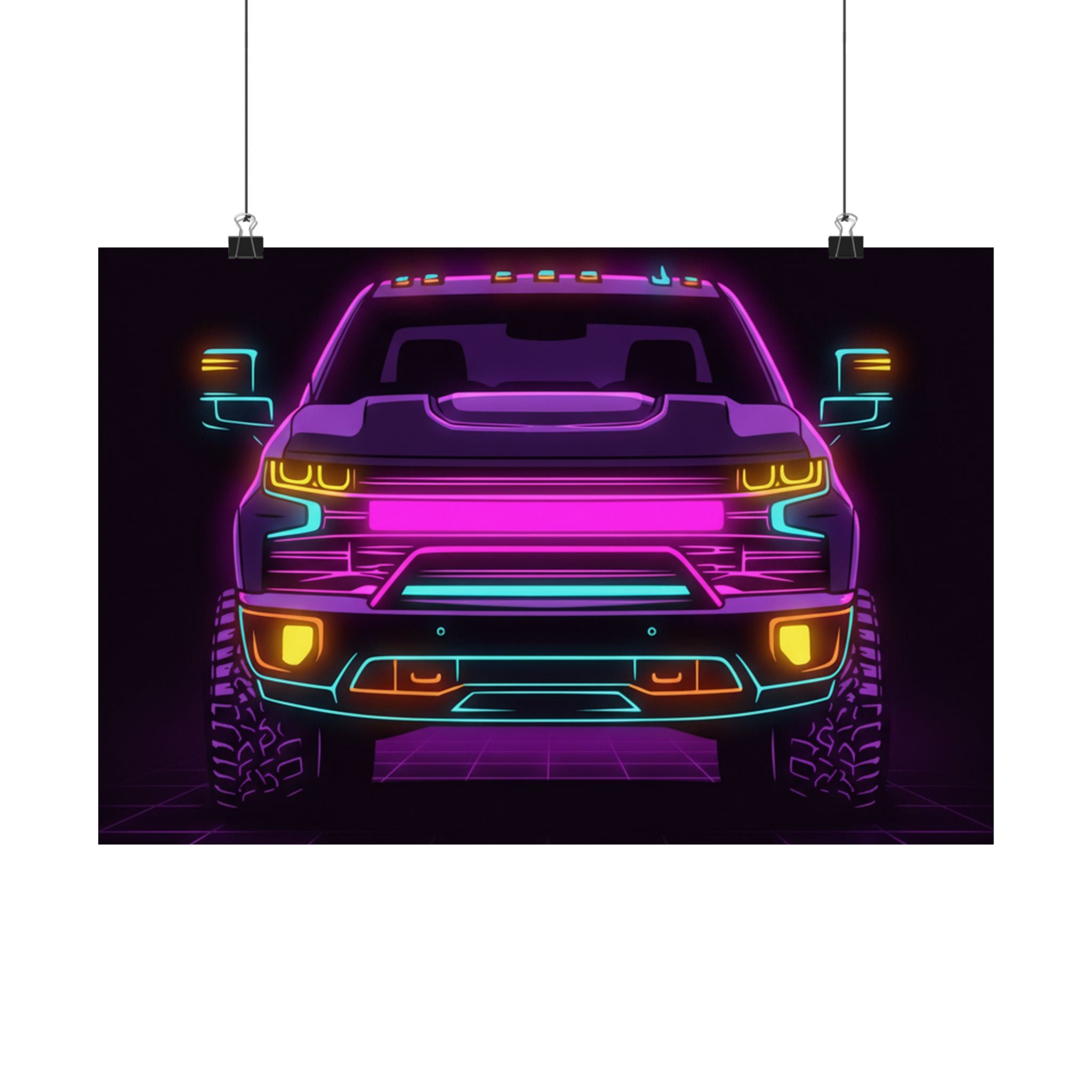 Chevy Silverado Trail Boss (2019+) Neon Synthwave Poster